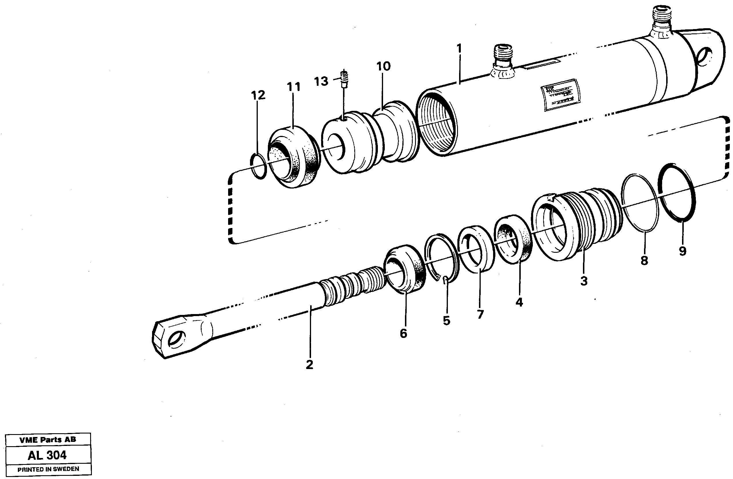 Hydraulic cylinder  92662, 93536 — volvo parts diagram