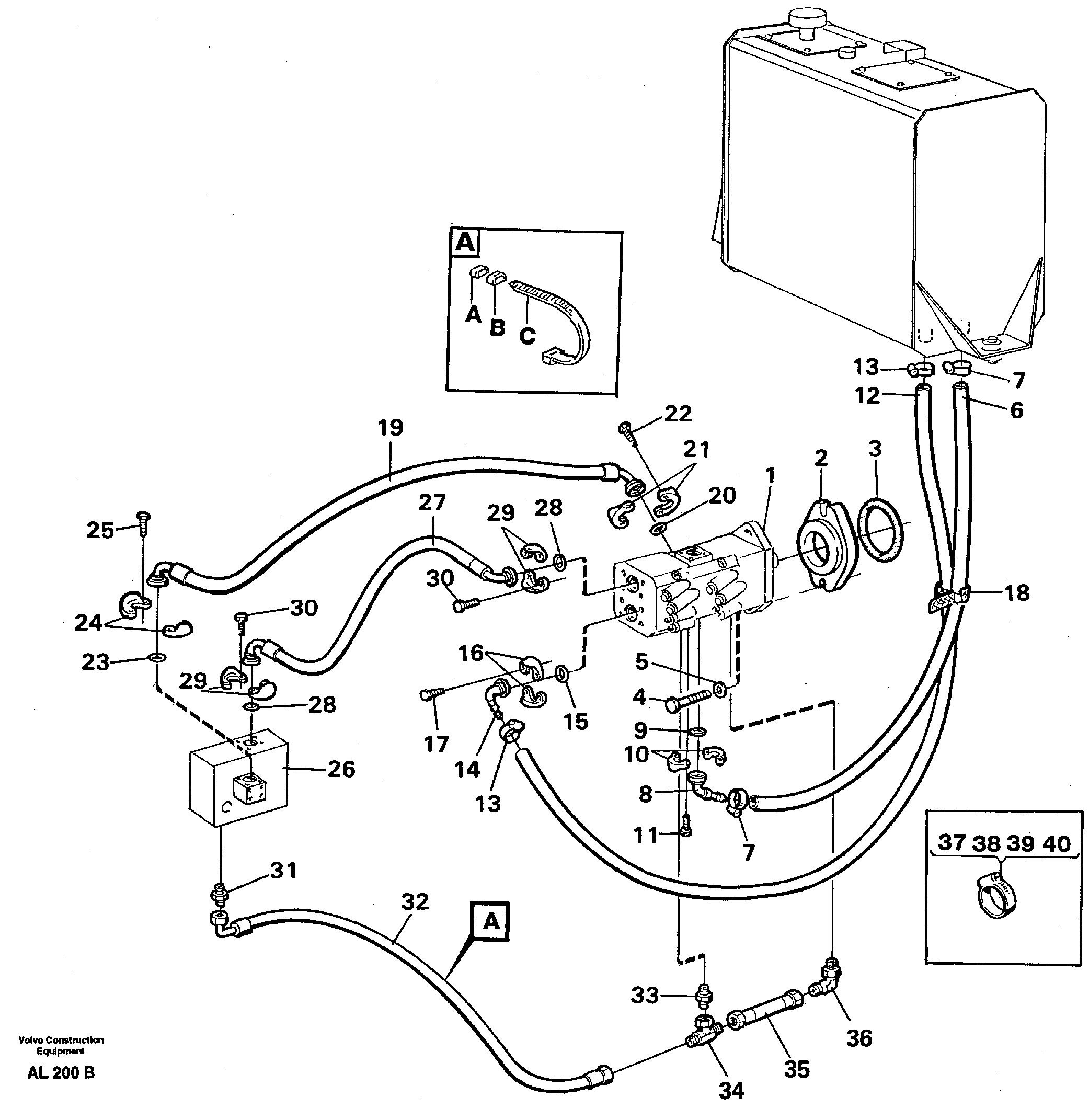Hydraulic system: Feed lines and return lines — volvo parts diagram