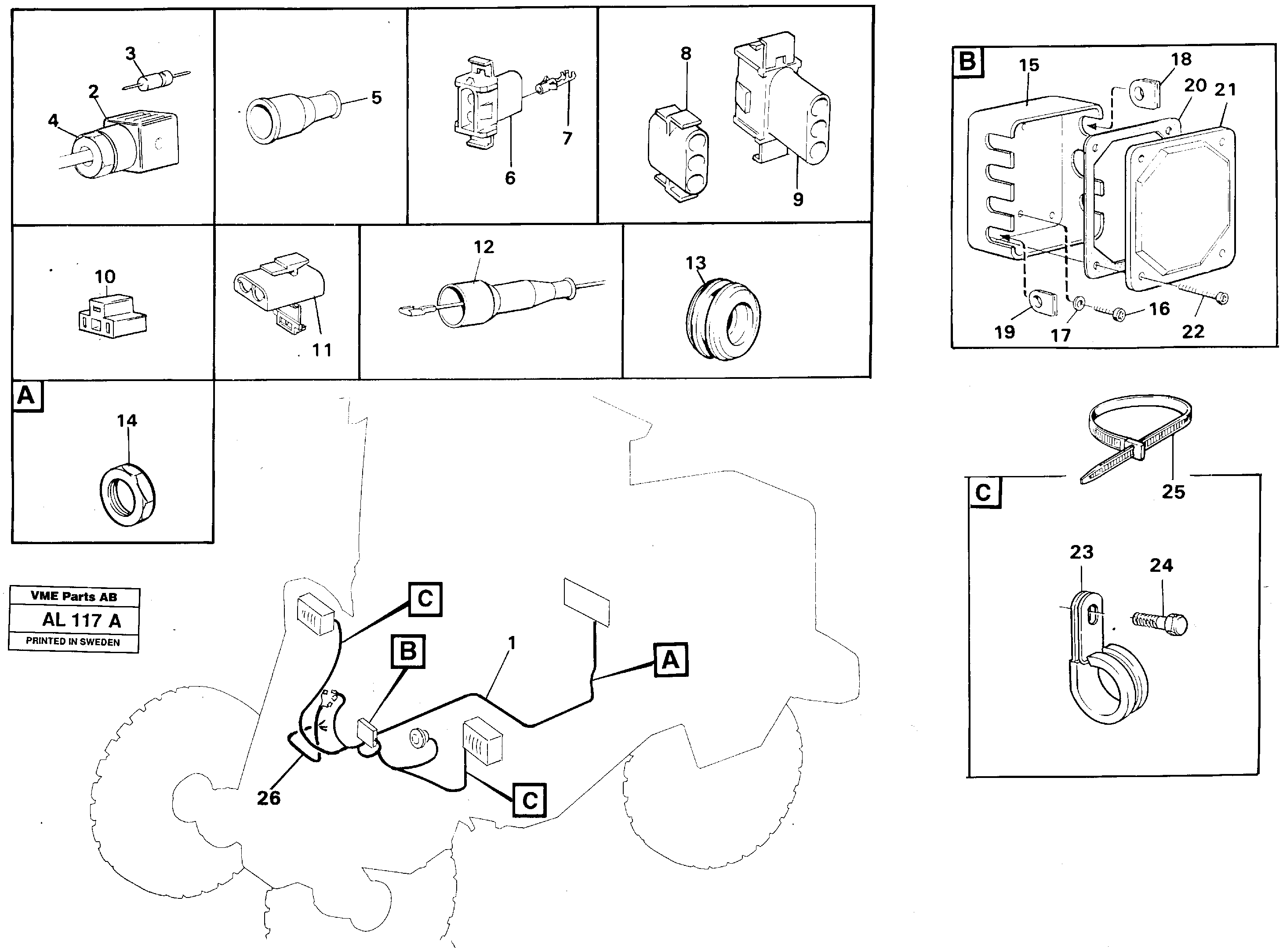 Cable harness Front — volvo parts diagram