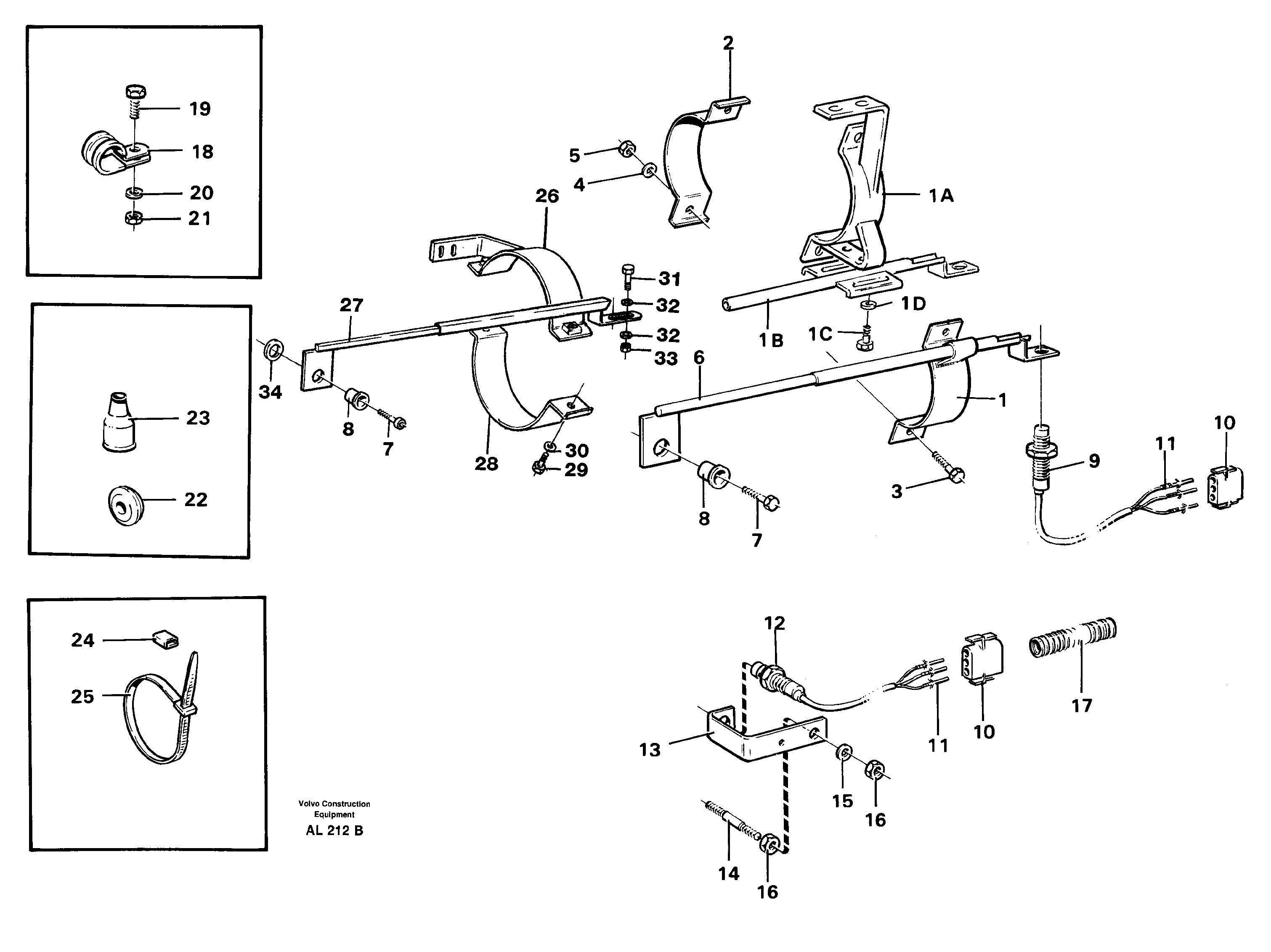 Bucket positioner and boom kickout  STD, 92163, 92164 — volvo parts diagram