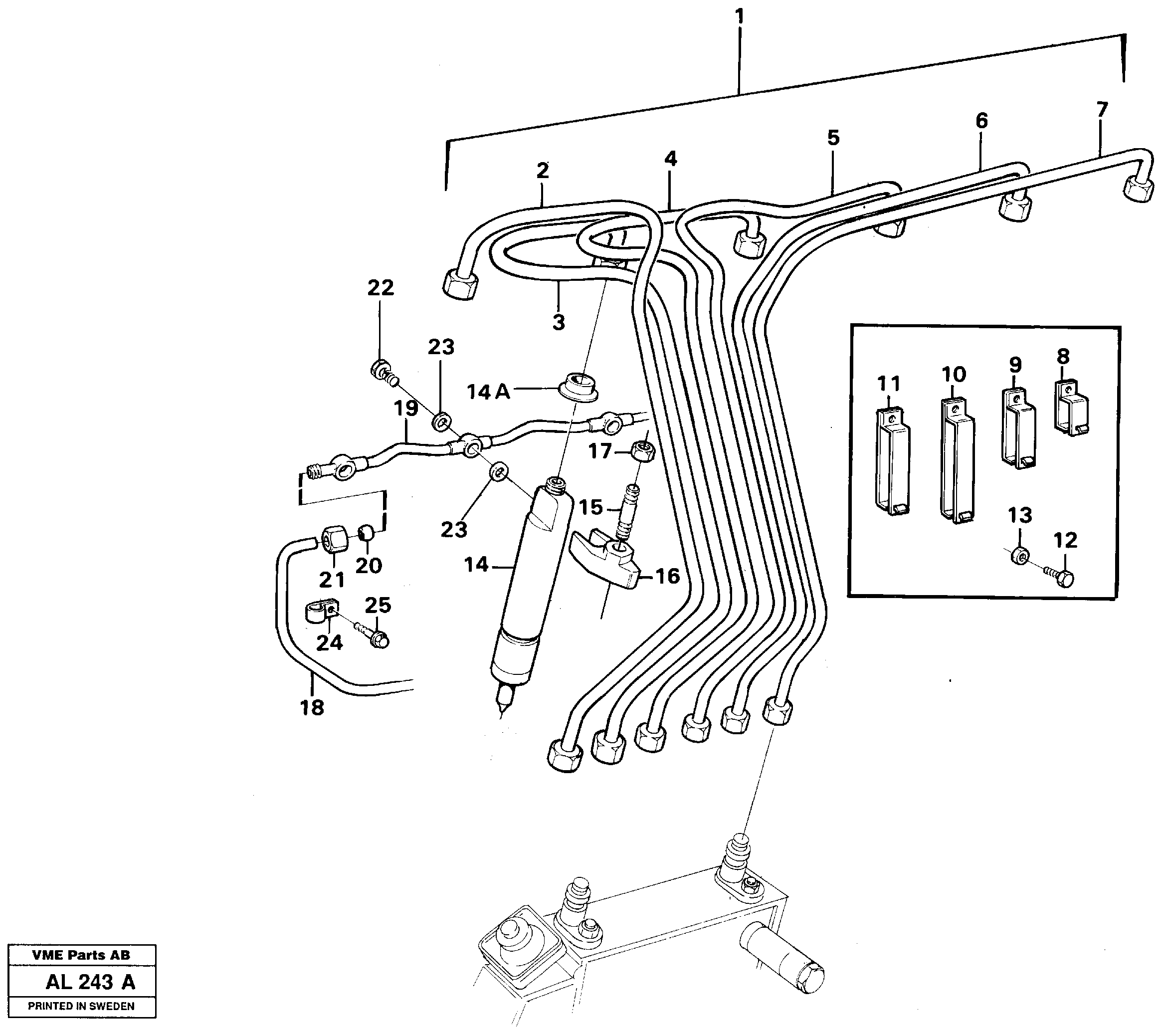 Fuel lines, injectors — volvo parts diagram