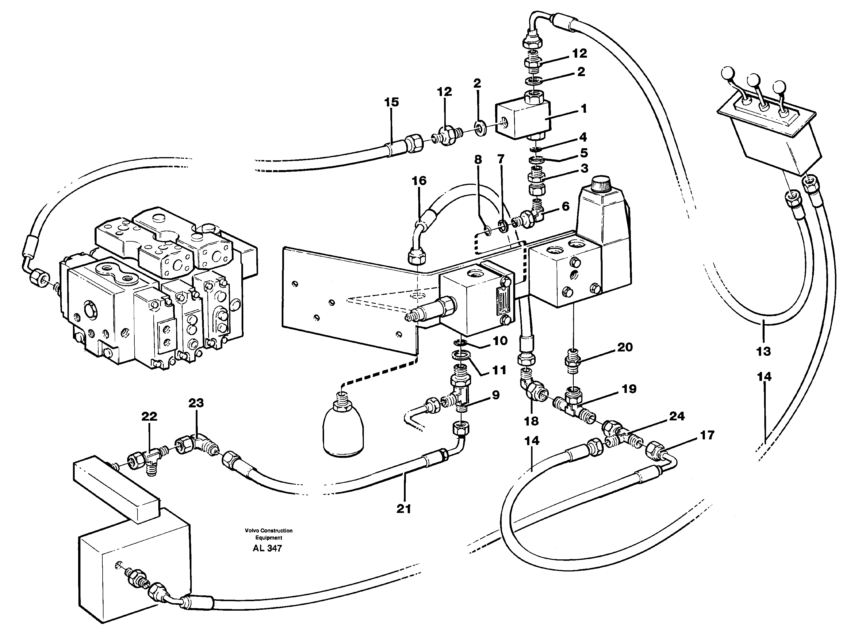 Servo hydraulic: hydraulic lines  94817.  SER NO 12830 - — volvo parts diagram