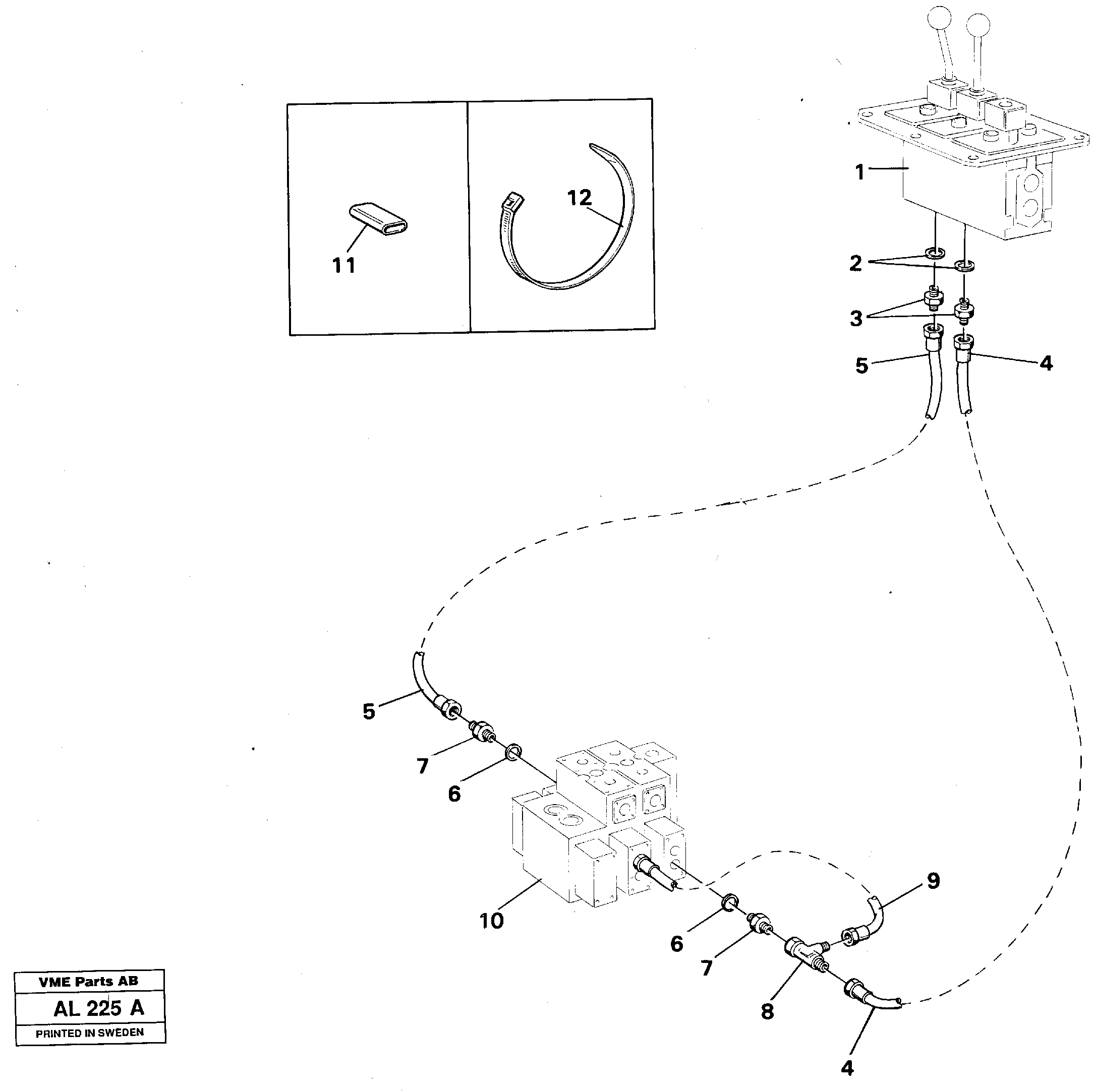 Servo hydraulic: Control lines Tilting — volvo parts diagram