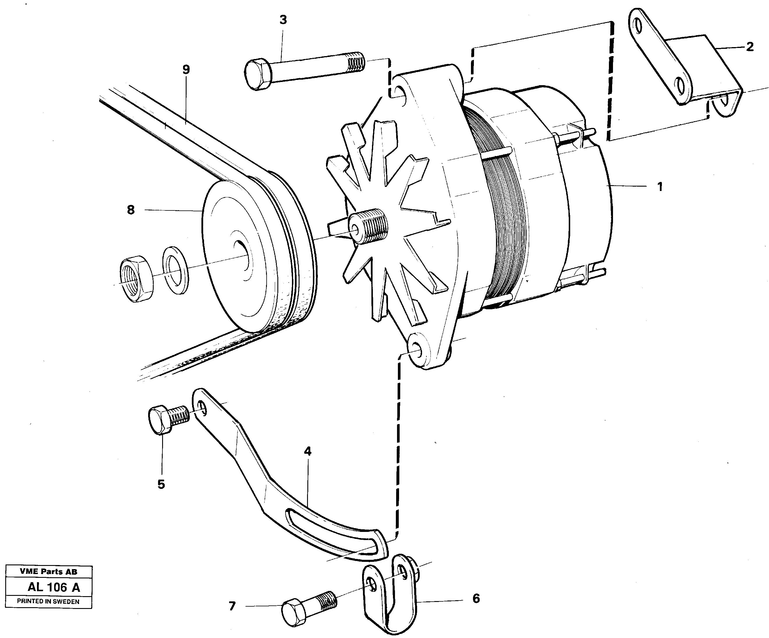 Alternator with assembling details — volvo parts diagram