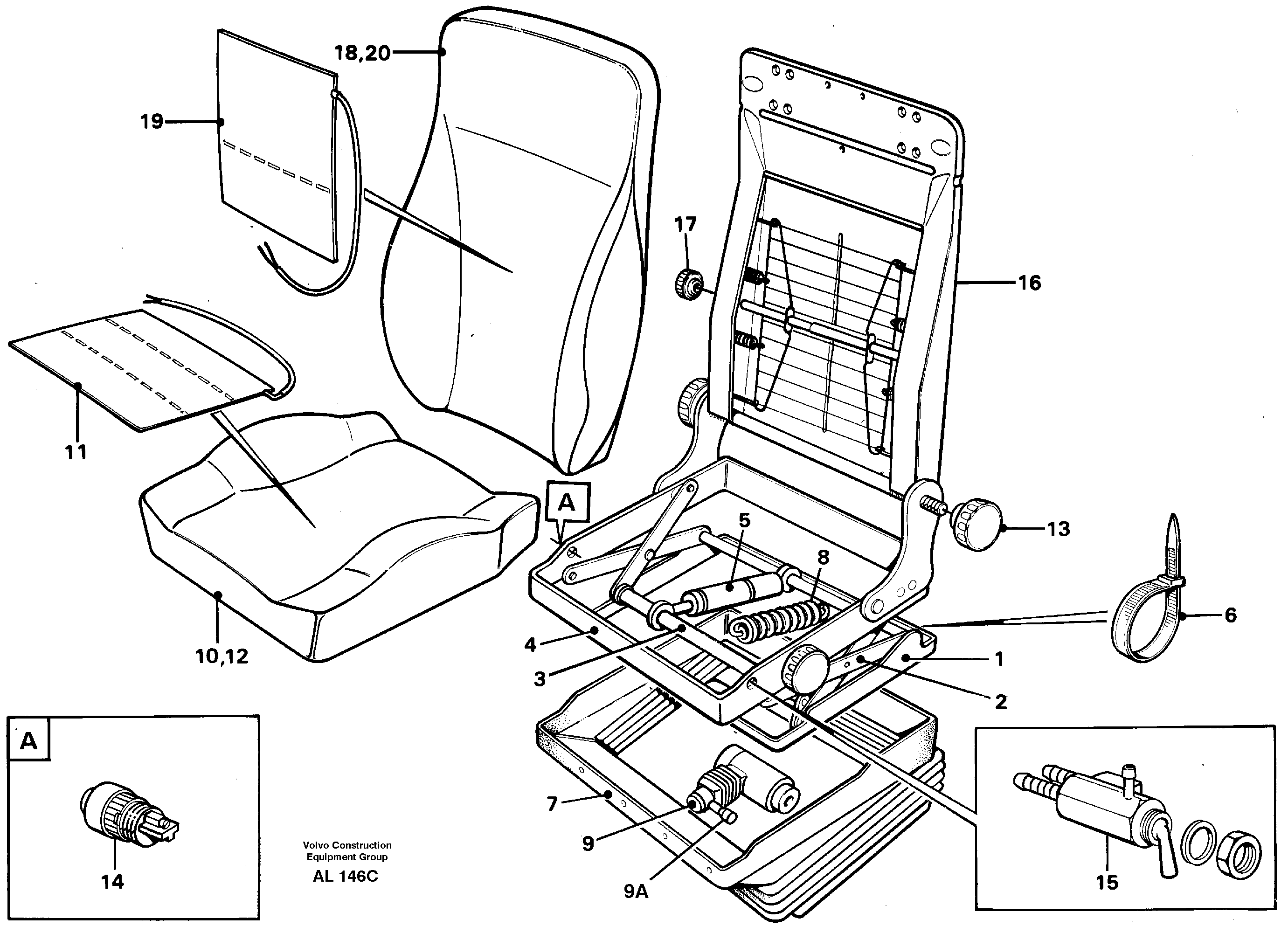 Operator's seat Be-ge  92409, 92410 — volvo parts diagram