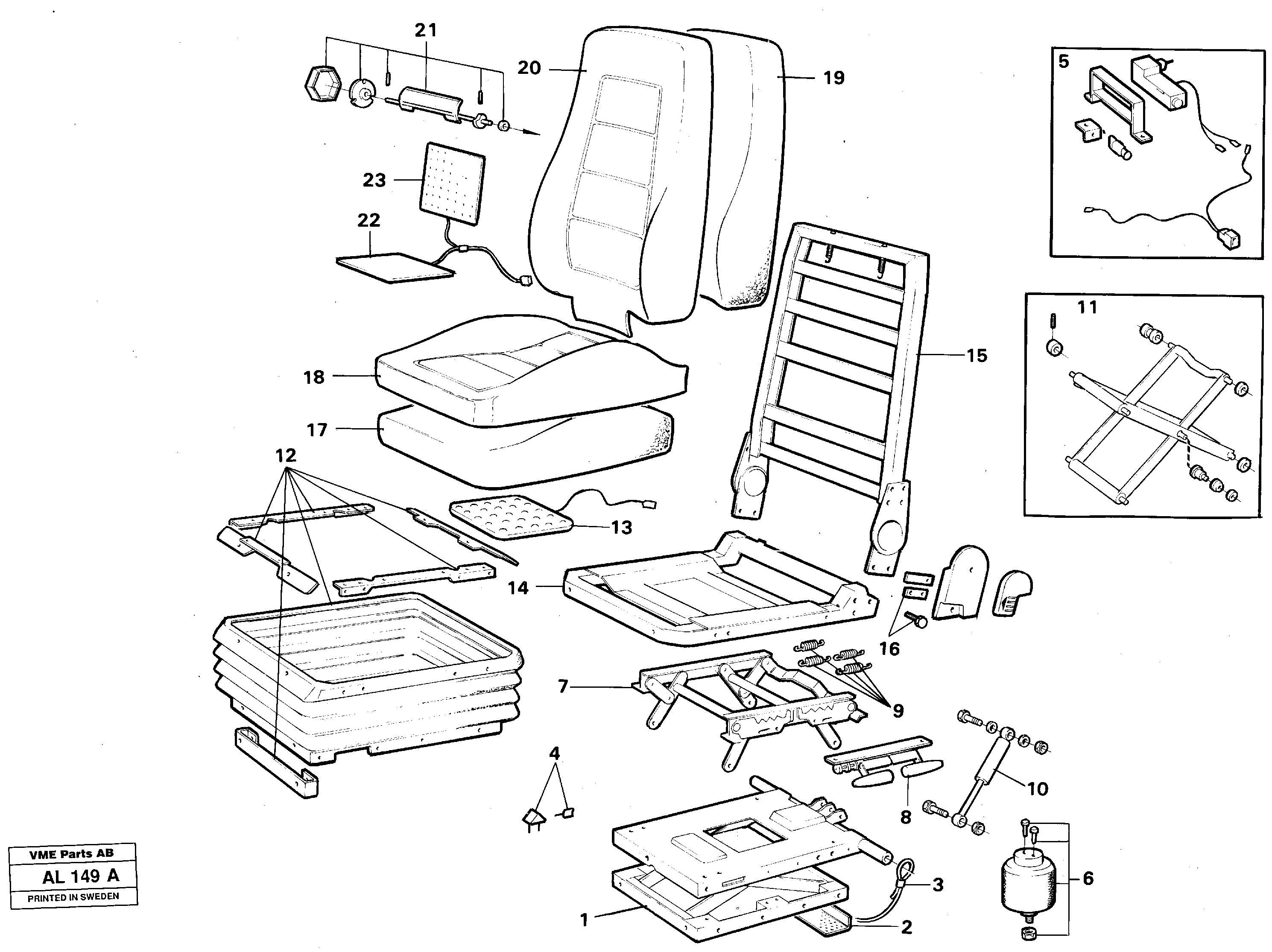 Operator's seat, Air suspensioned Kab  92412 — volvo parts diagram