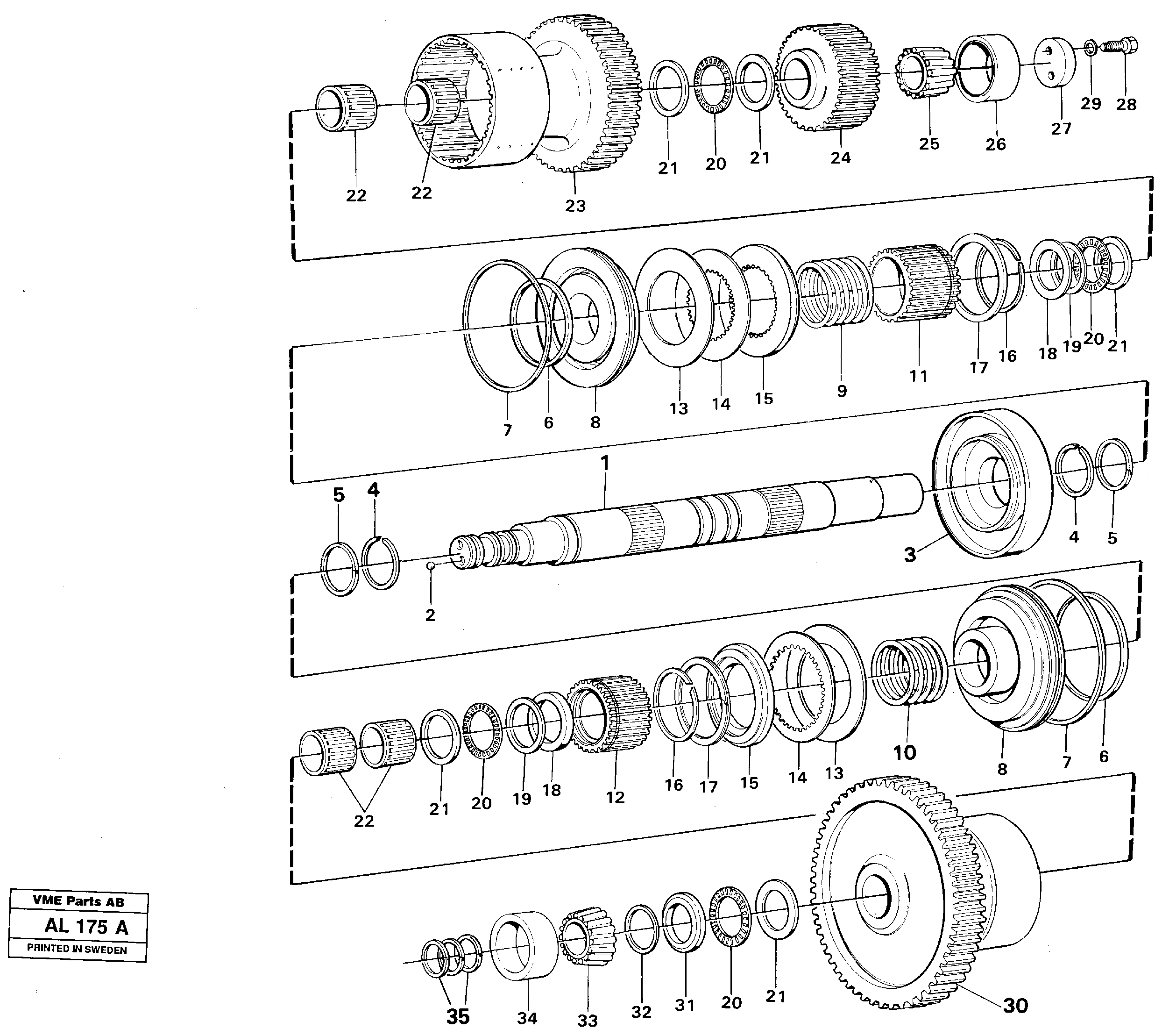 Hydraulic clutch 1:st and 2:nd speeds — volvo parts diagram