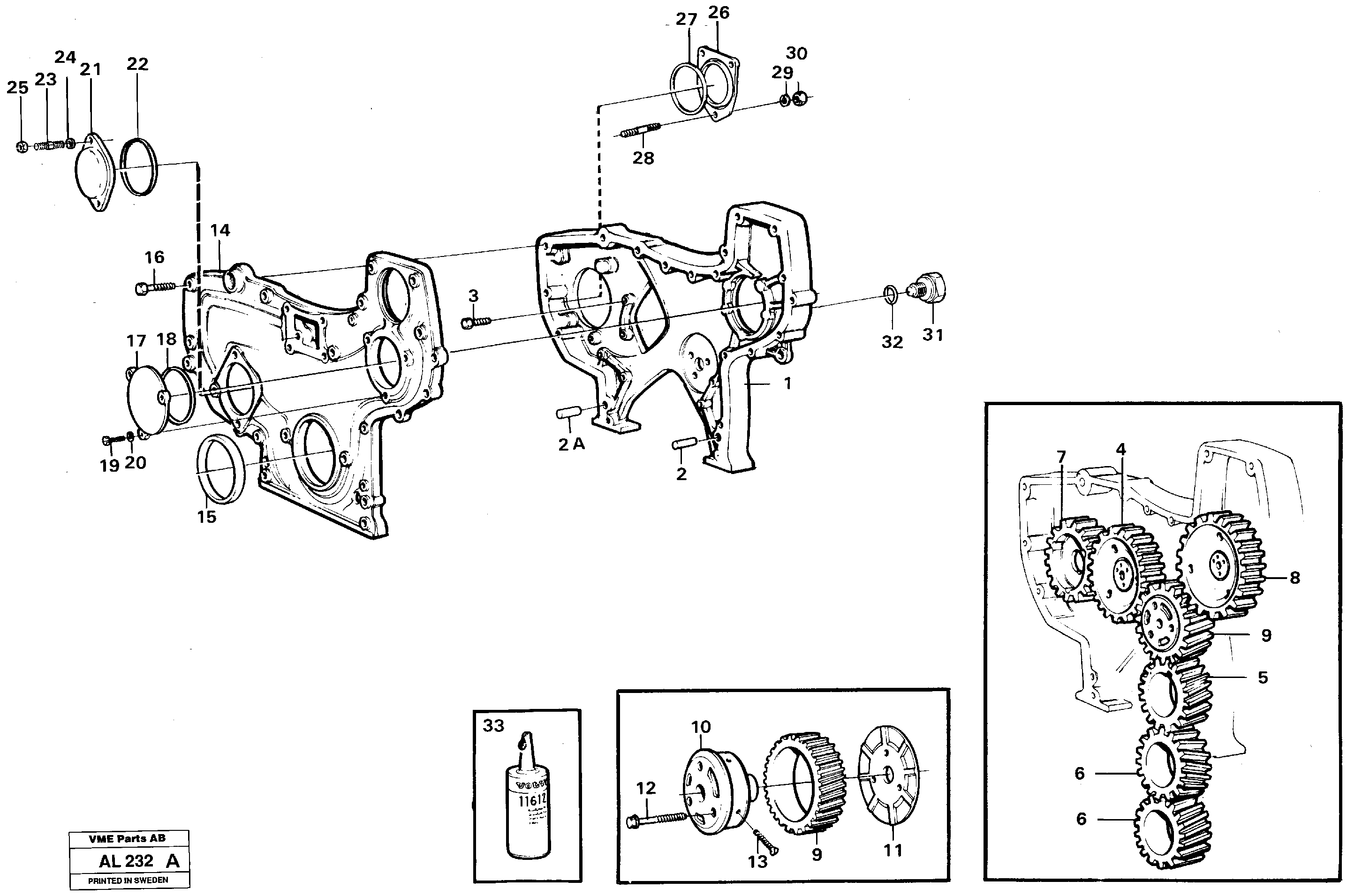 Timing gear casing — volvo parts diagram