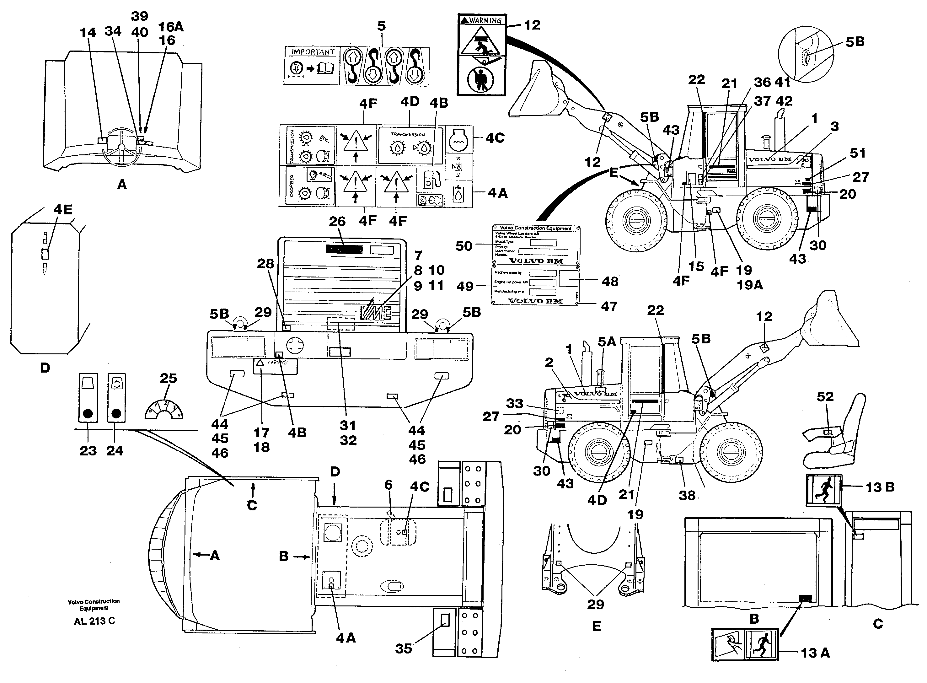 Sign plates and decals  92619, 92621, 92694, 92702, 92703 — volvo parts diagram