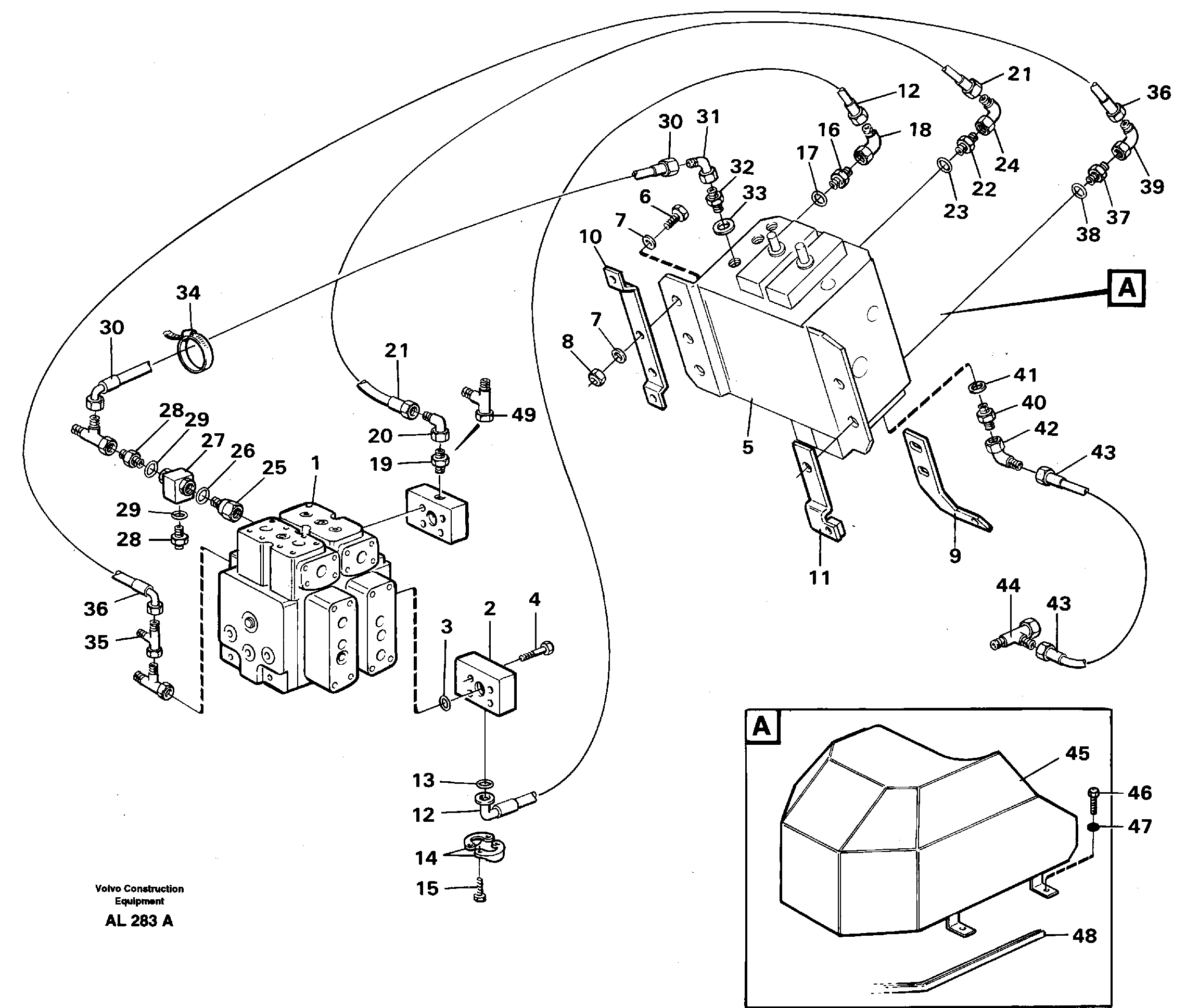 Hydraulic system, feed- and return lines, 5:th and 6:th funcion  92767 — volvo parts diagram
