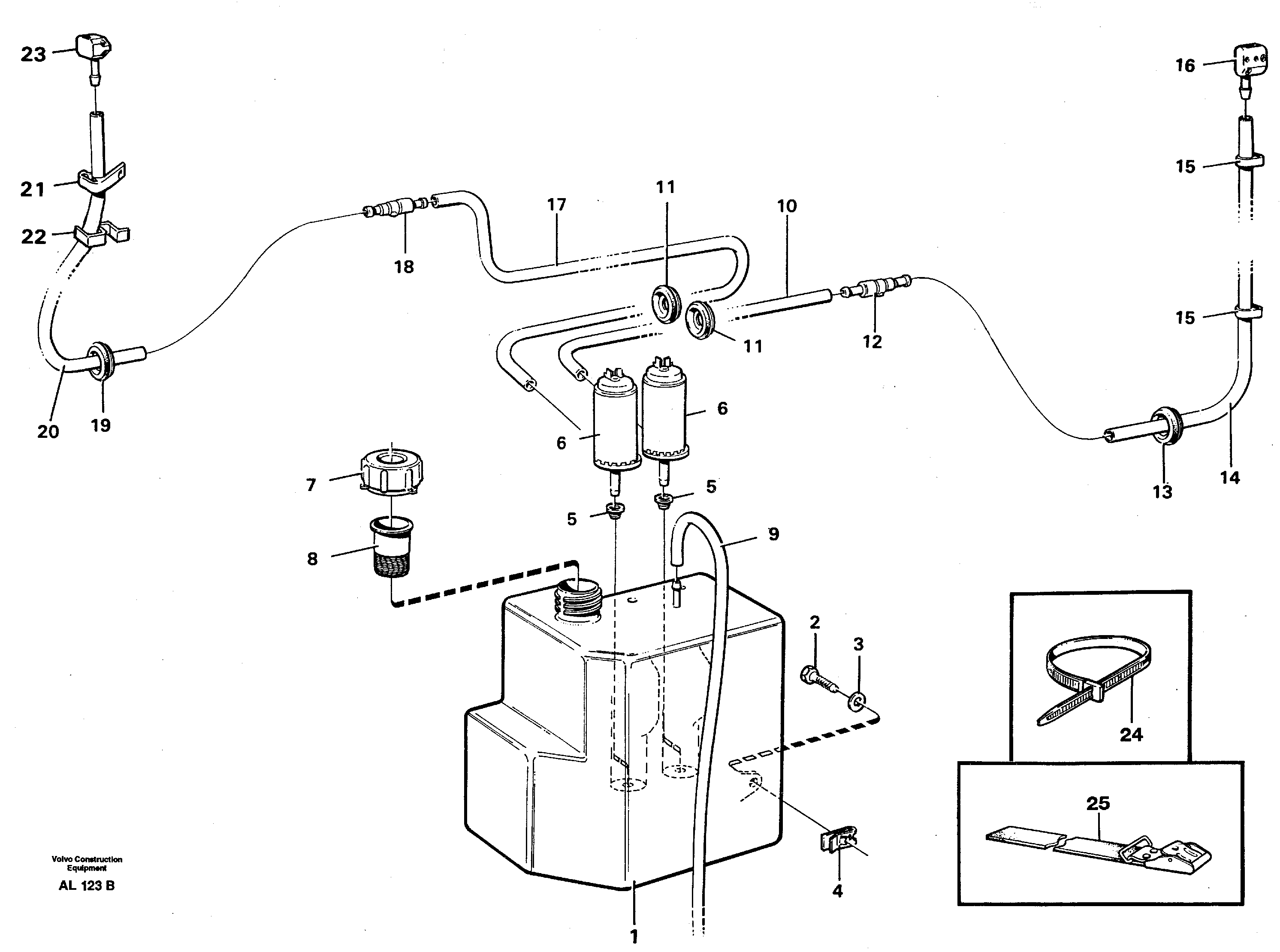 Windshield washer  STD, 92460 — volvo parts diagram