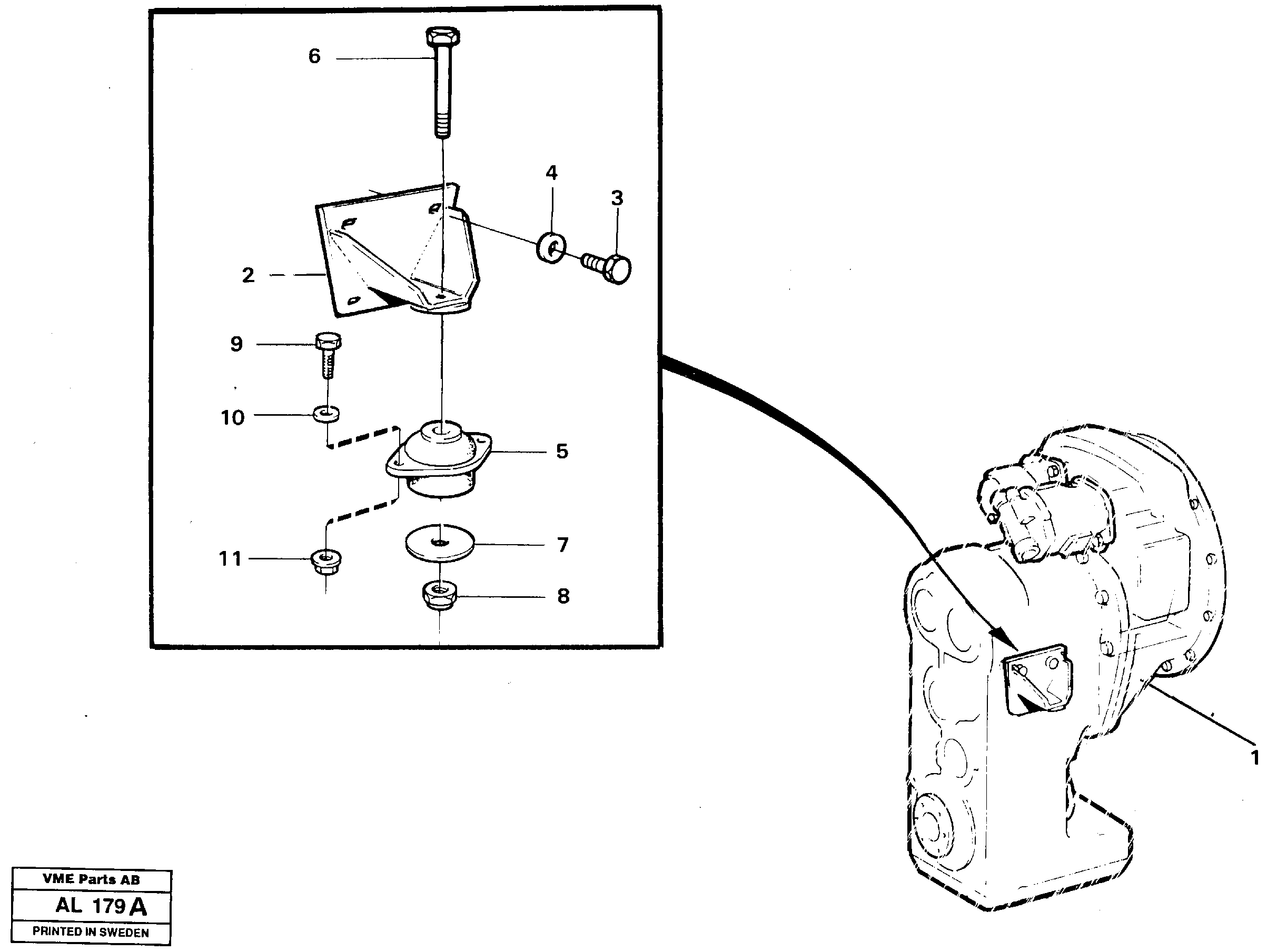 Gear box housing with fitting parts — volvo parts diagram