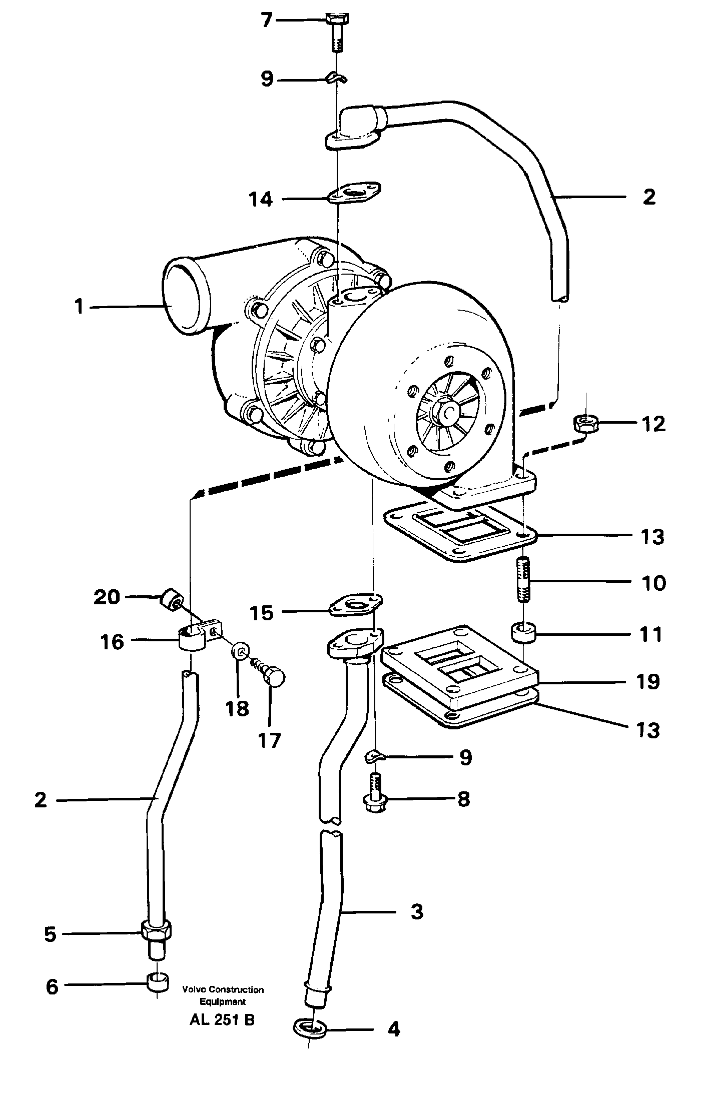 Turbocharger with fitting parts — volvo parts diagram