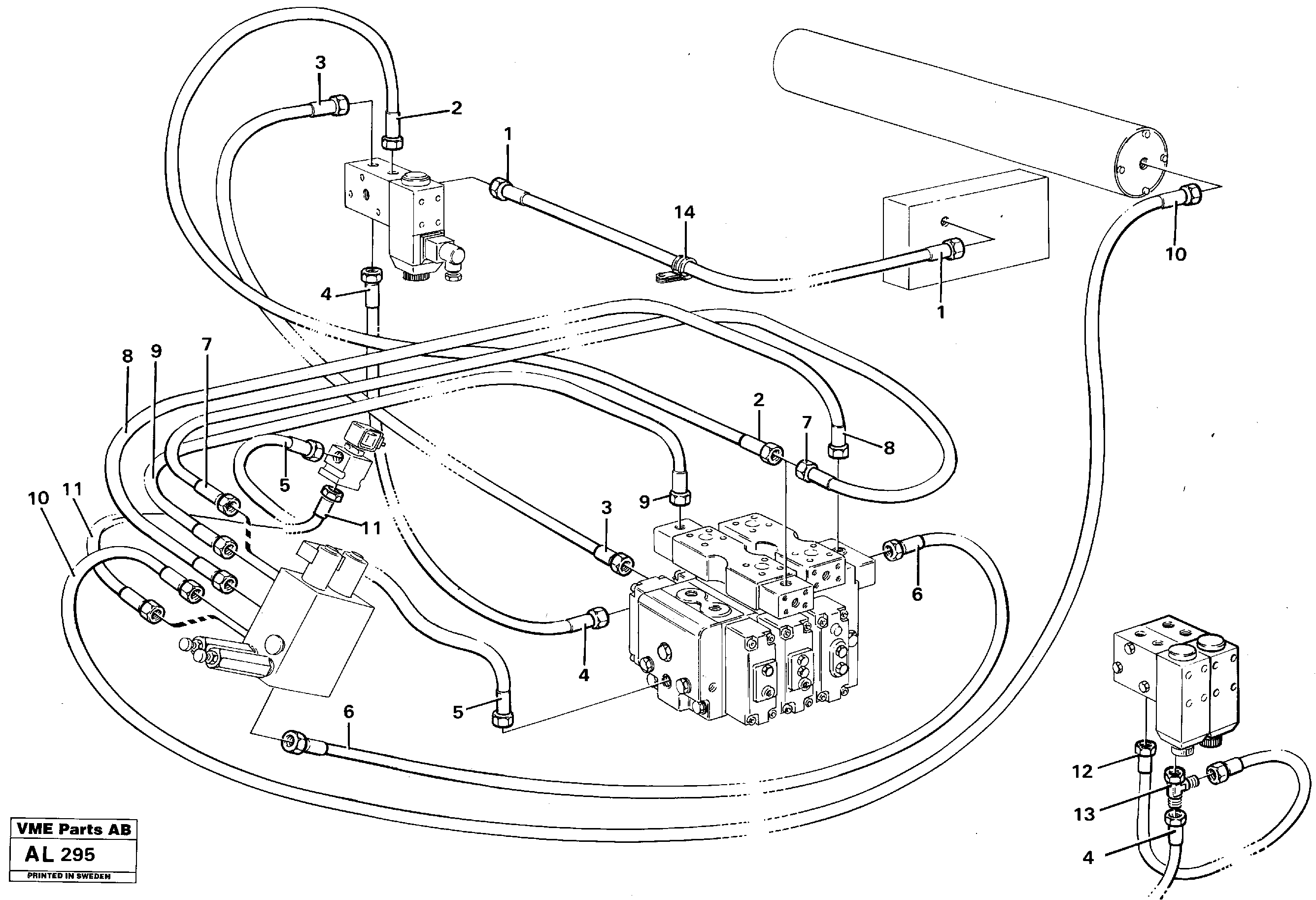 Boom suspension system, hoses  92628, 94552 — volvo parts diagram