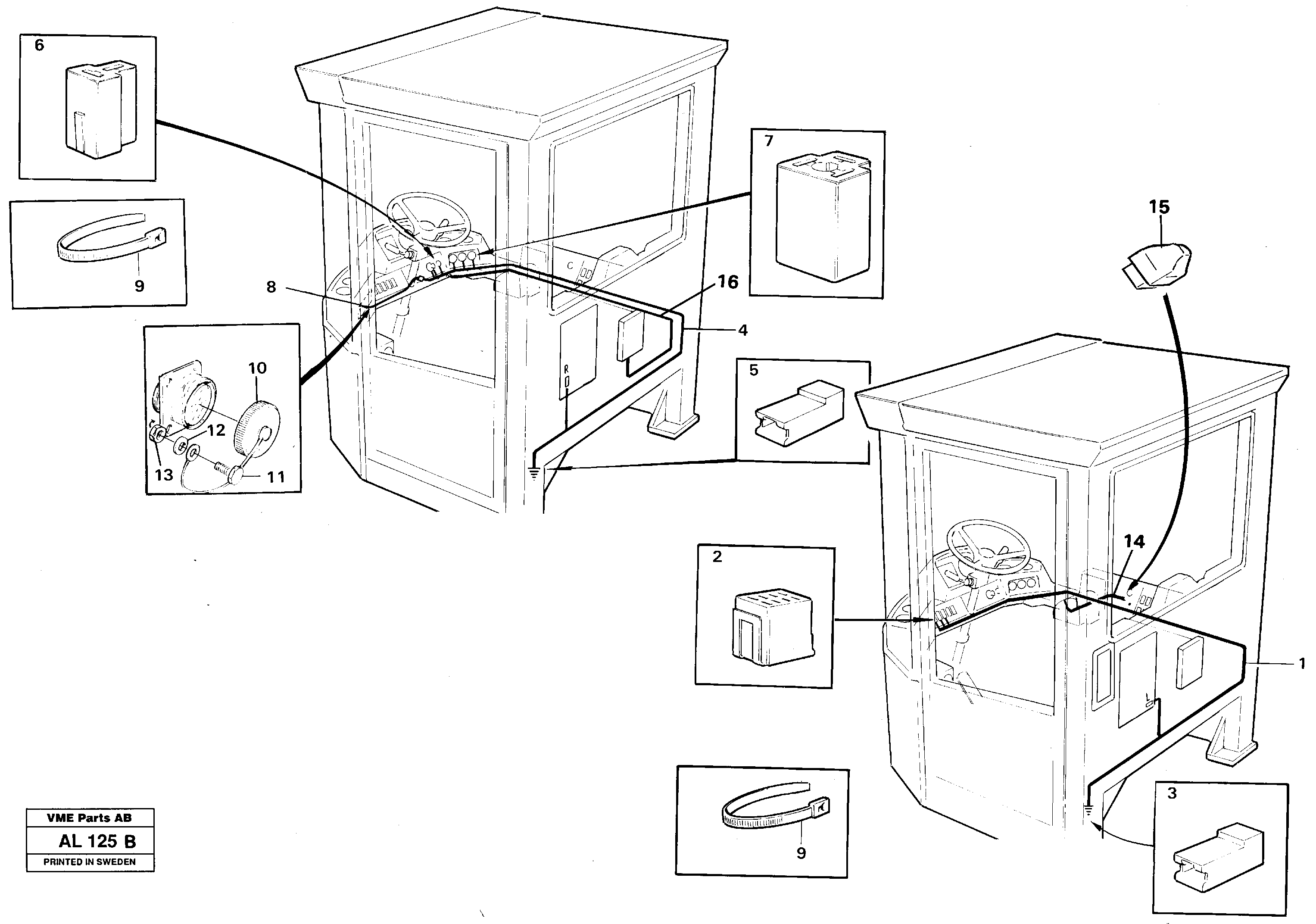 Cable harnesses, cab — volvo parts diagram