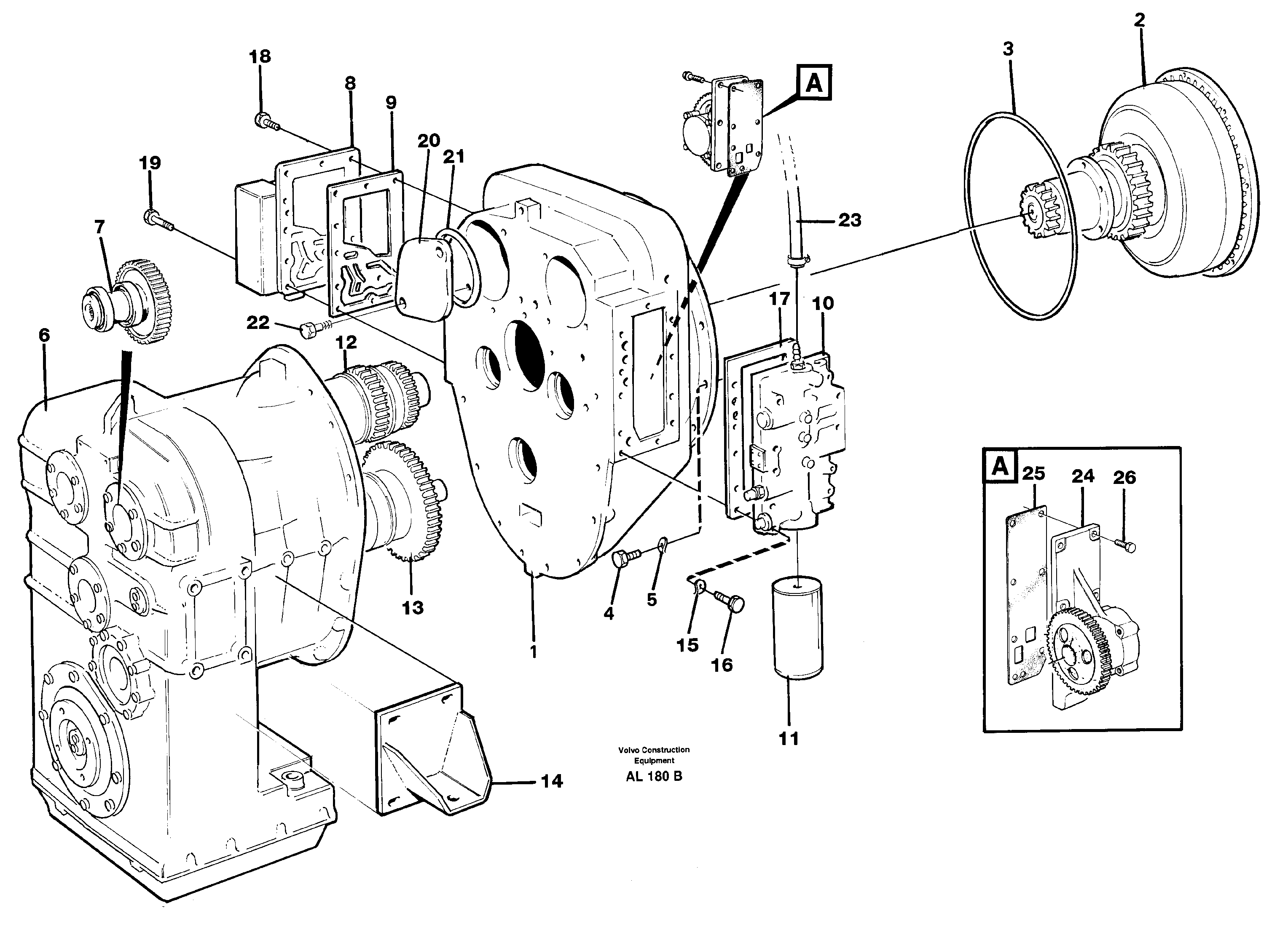 Hydraulic transmission with fitting parts — volvo parts diagram