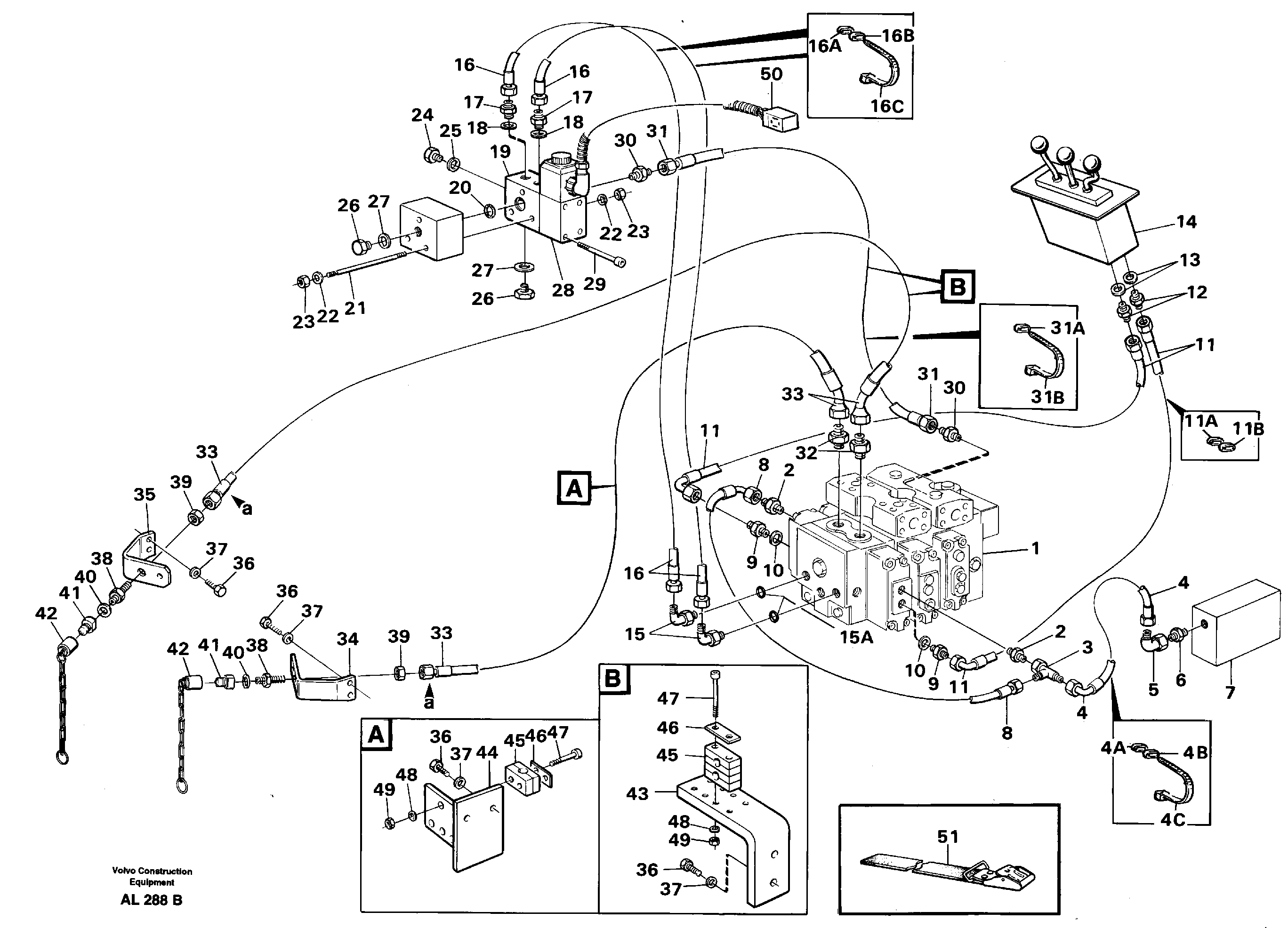 Hydraulic system, 3rd function  92494,94883, SER NO - 12971 — volvo parts diagram