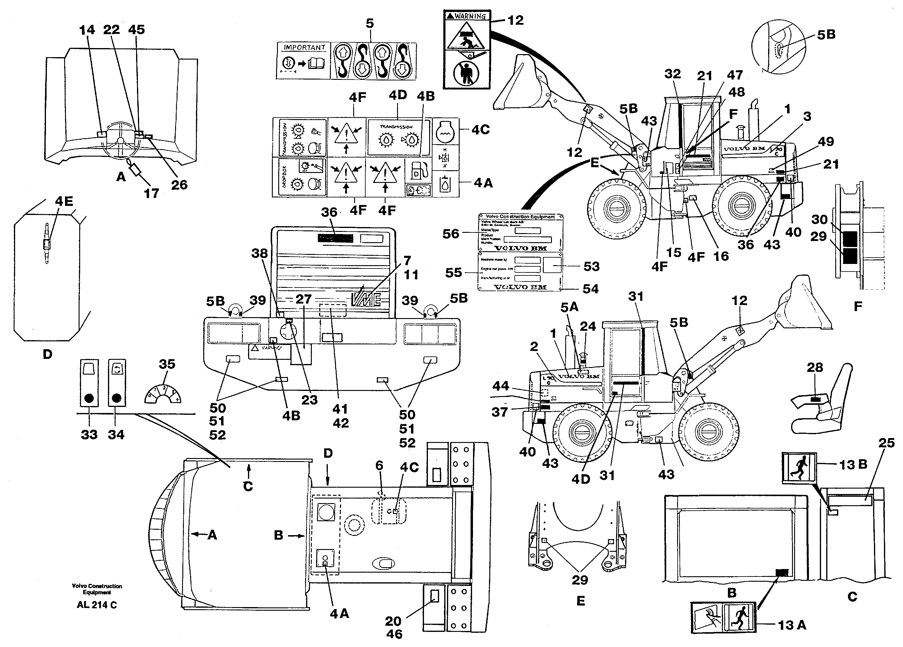 Sign plates and decals  92693, 92698, 92699, 92701, 92704 — volvo parts diagram