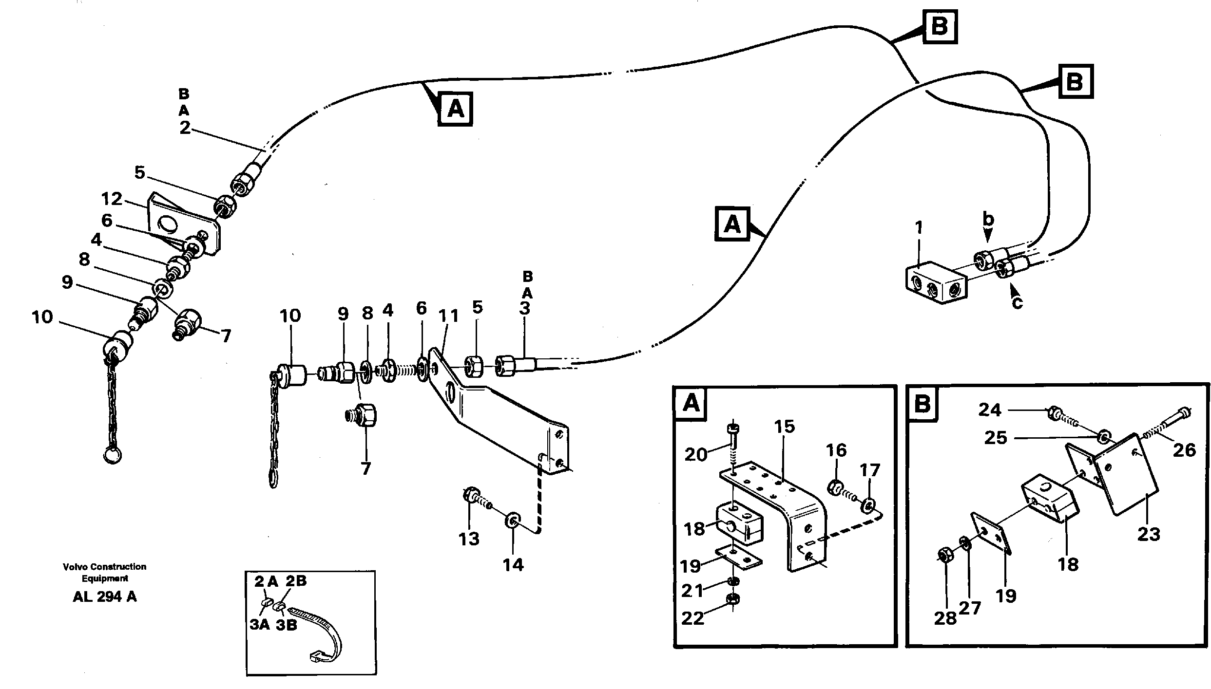 Hydraulic system, 4:rd function, Lifting arms  92495, 94531 — volvo parts diagram