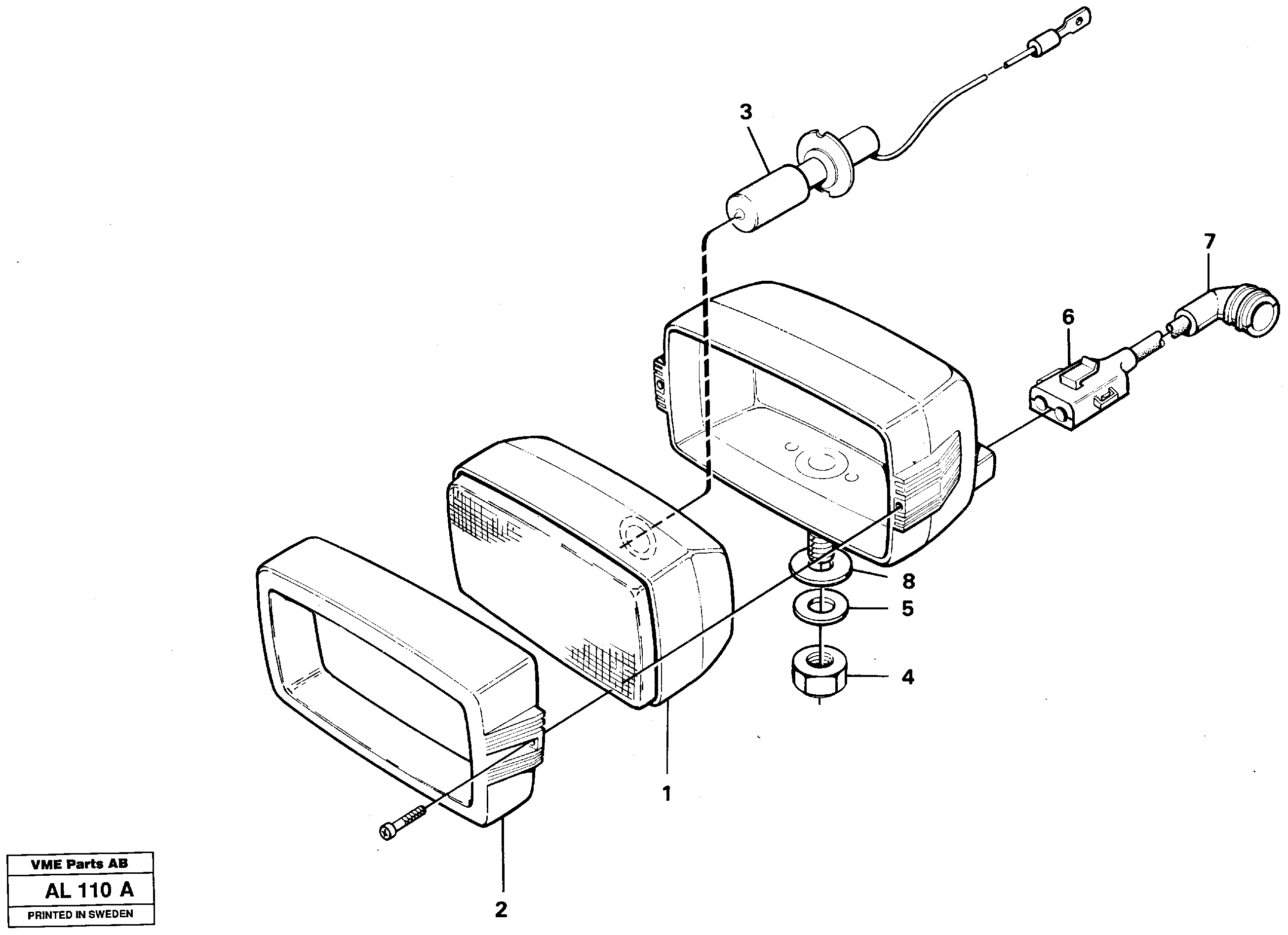 Work lights Front  92453 — volvo parts diagram