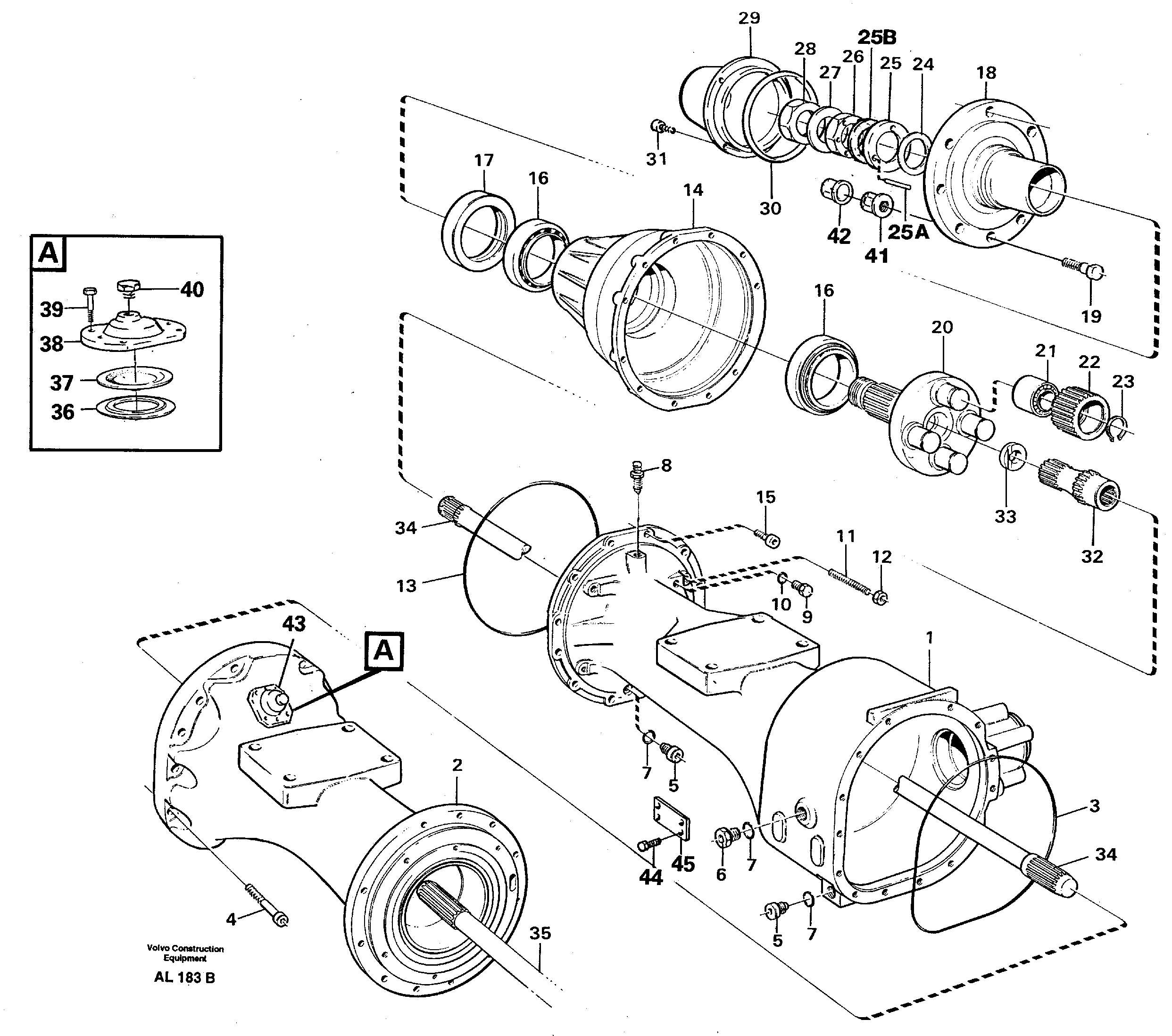 Axle, front  23848, 23850, 23867 — volvo parts diagram