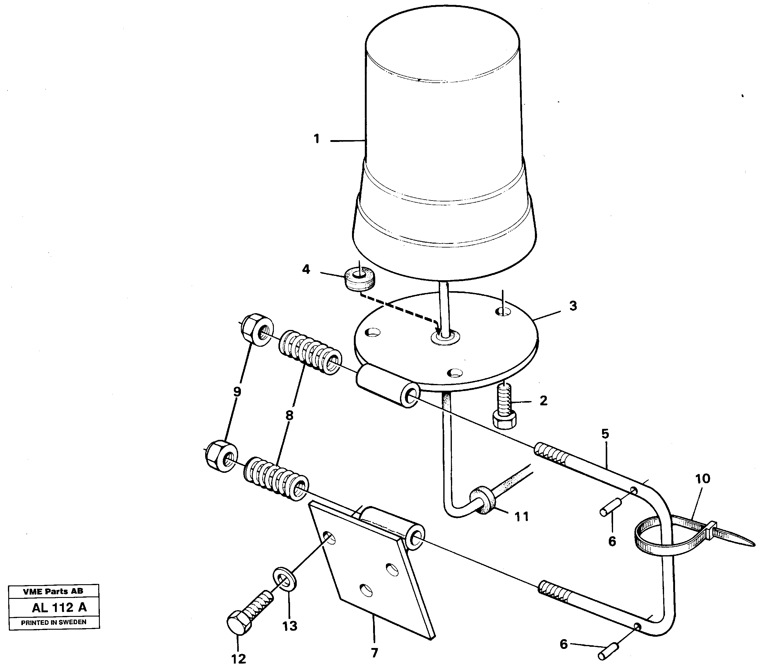 Rotating beacon  92454 — volvo parts diagram