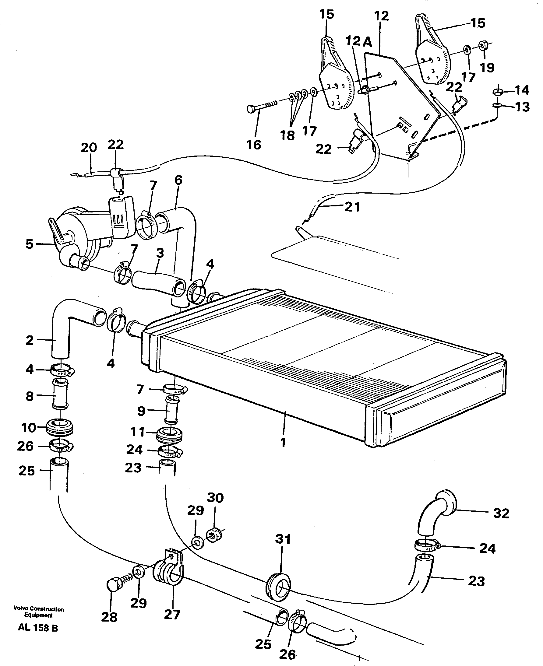 Radiator and control — volvo parts diagram