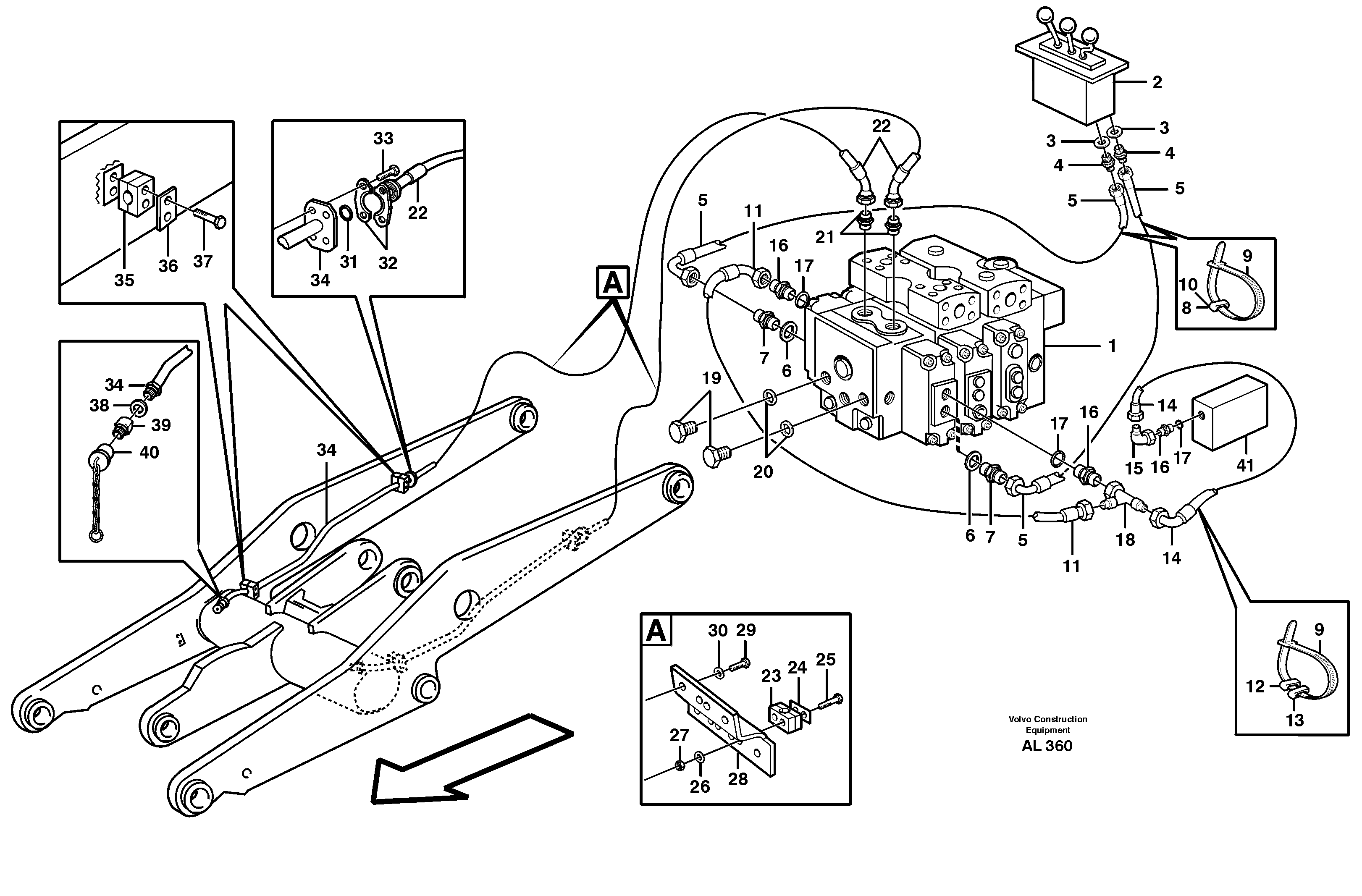 Hydraulic system, 3rd function  93547, SER NO 12972 - — volvo parts diagram