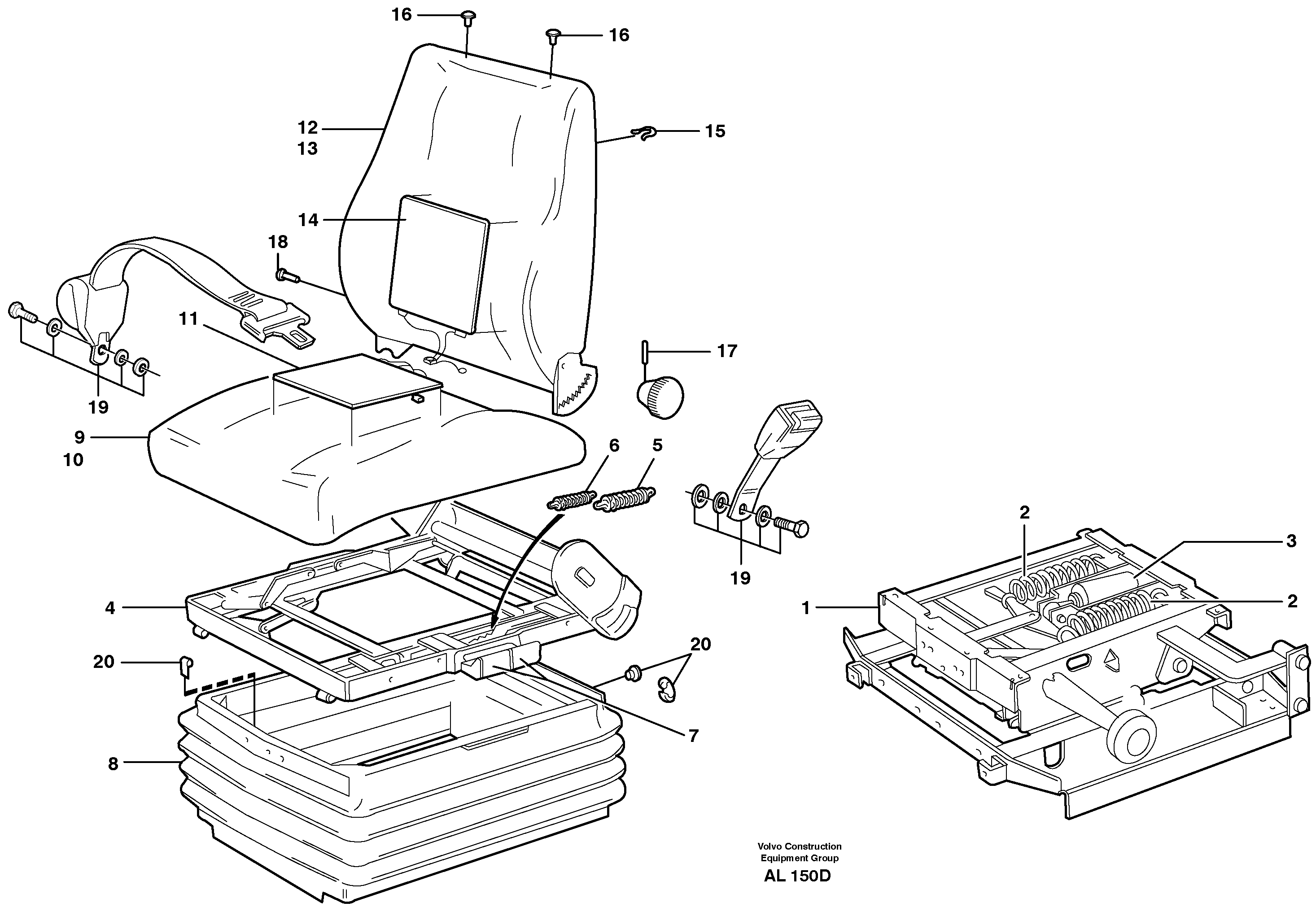Operator seat Isri  92402, 92401, 94904, 94900, 94902 — volvo parts diagram