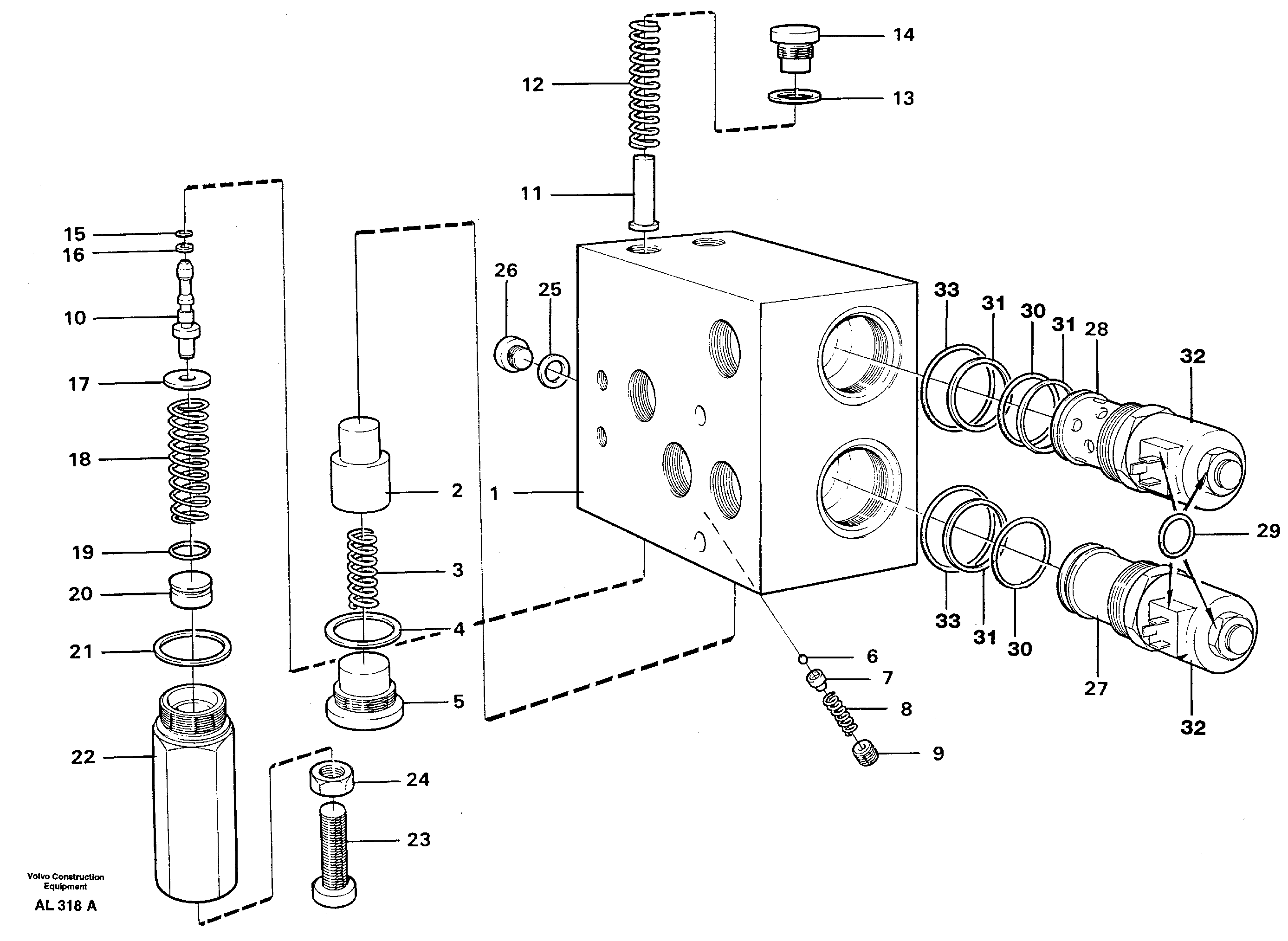 Valve, circuit body and return valve  92628, 94552 — volvo parts diagram