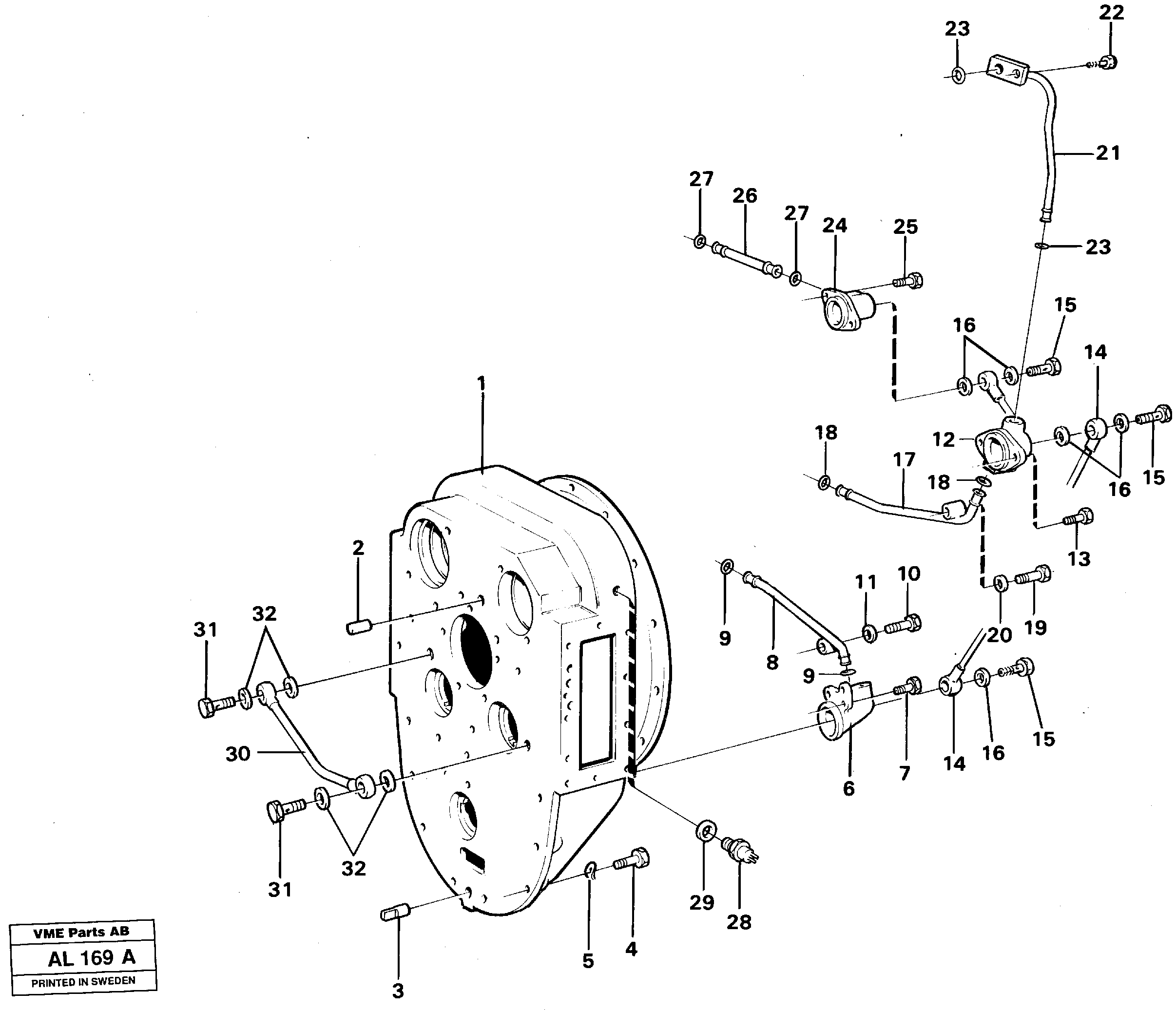 Converter housing with fitting parts — volvo parts diagram