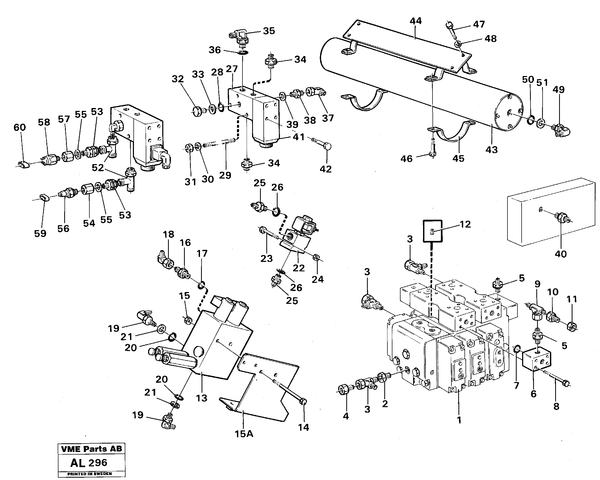 Boom suspension system, valves and nipples  92628, 94552 — volvo parts diagram