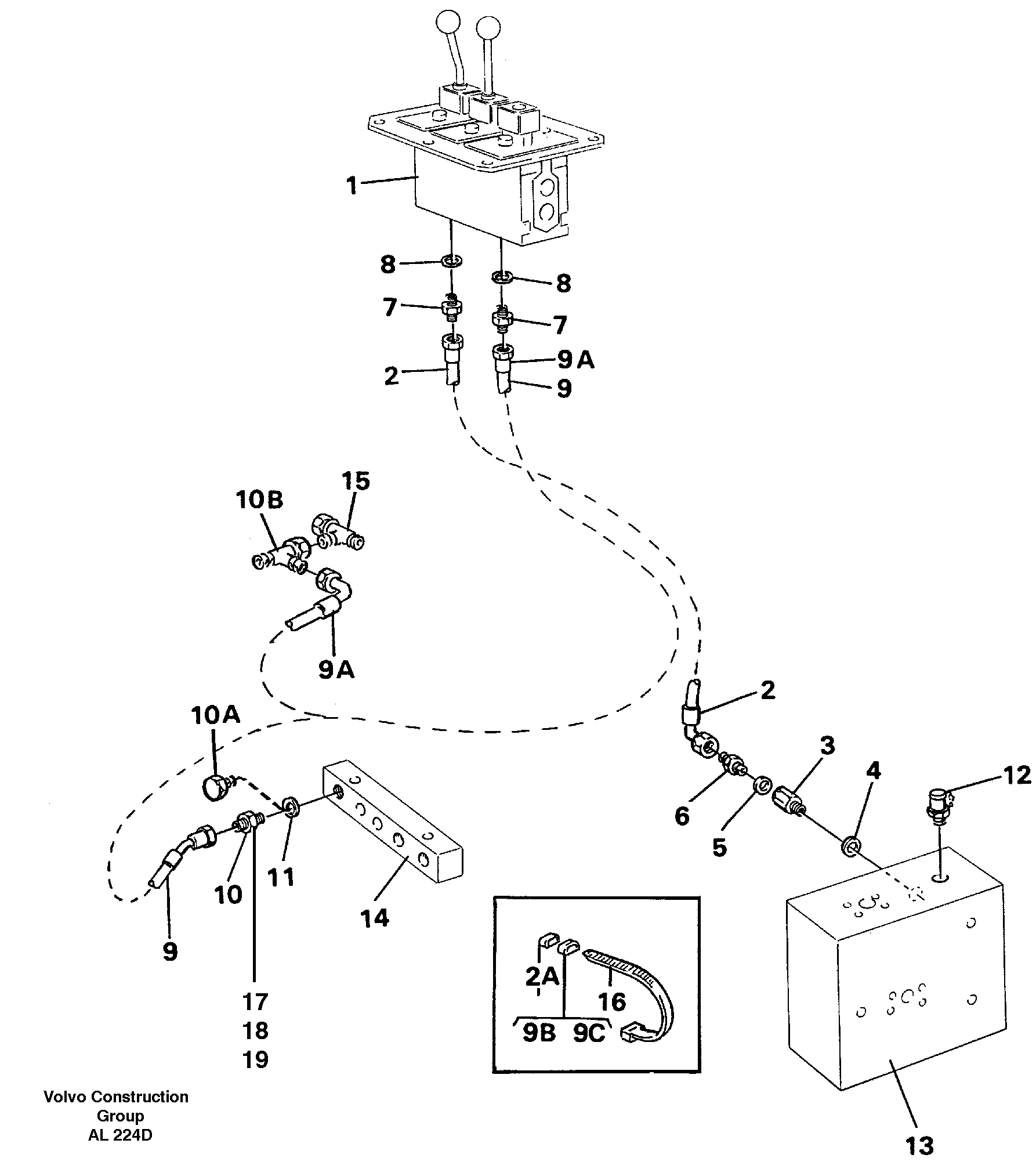Servo hydraulic: Feed line and return line — volvo parts diagram