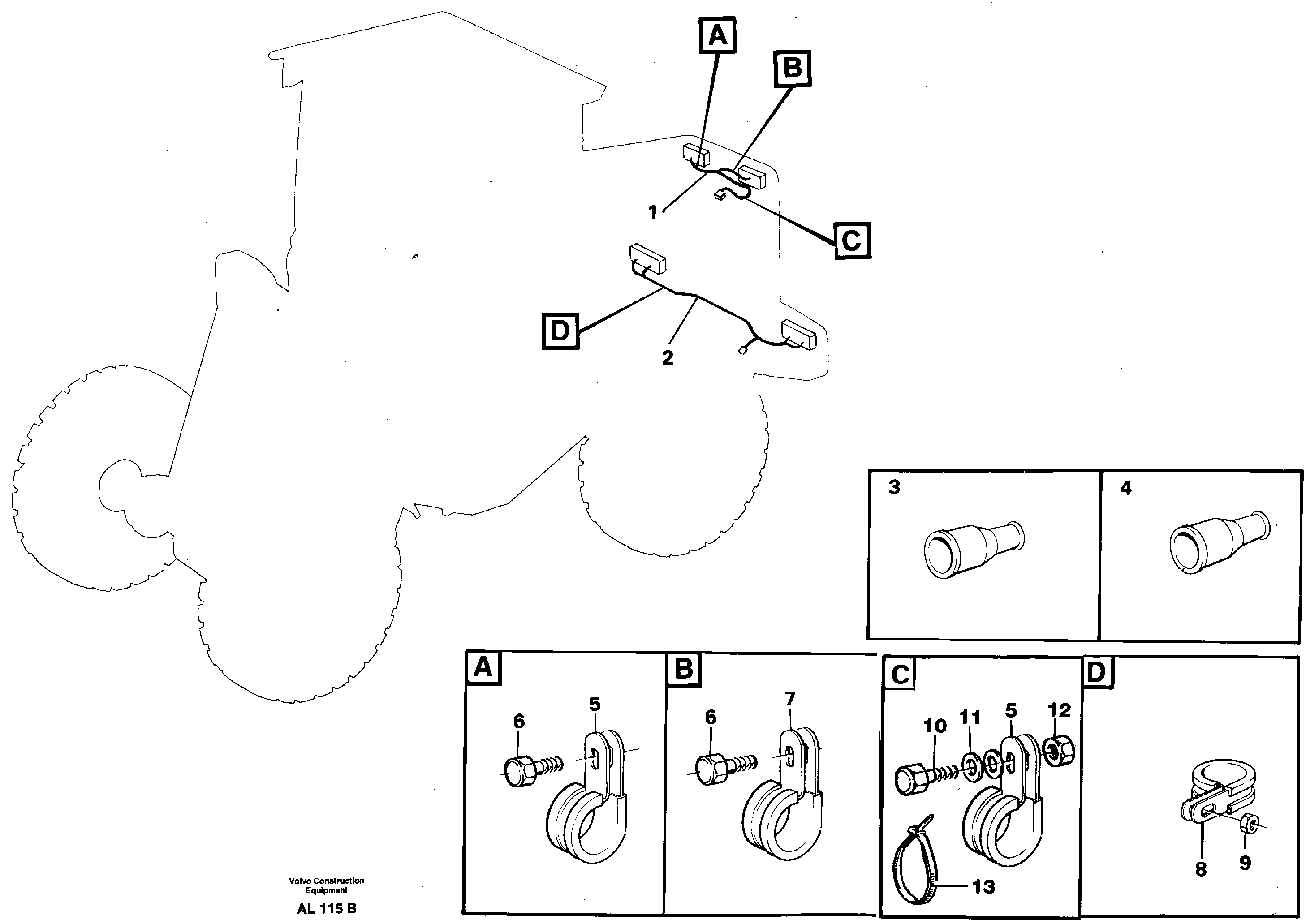 Cable harness, rear — volvo parts diagram