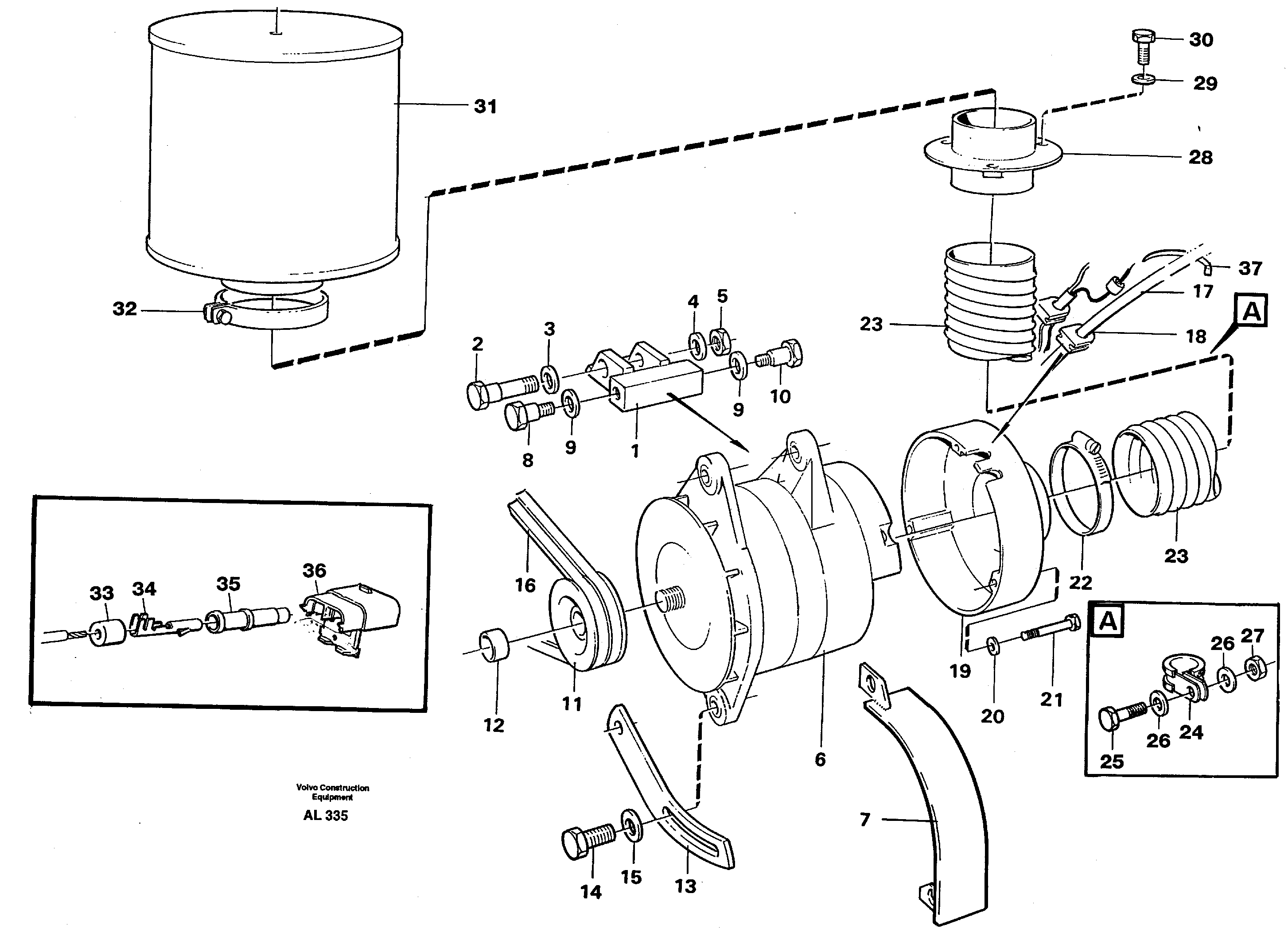 Brushles alternator 50a  94527 — volvo parts diagram