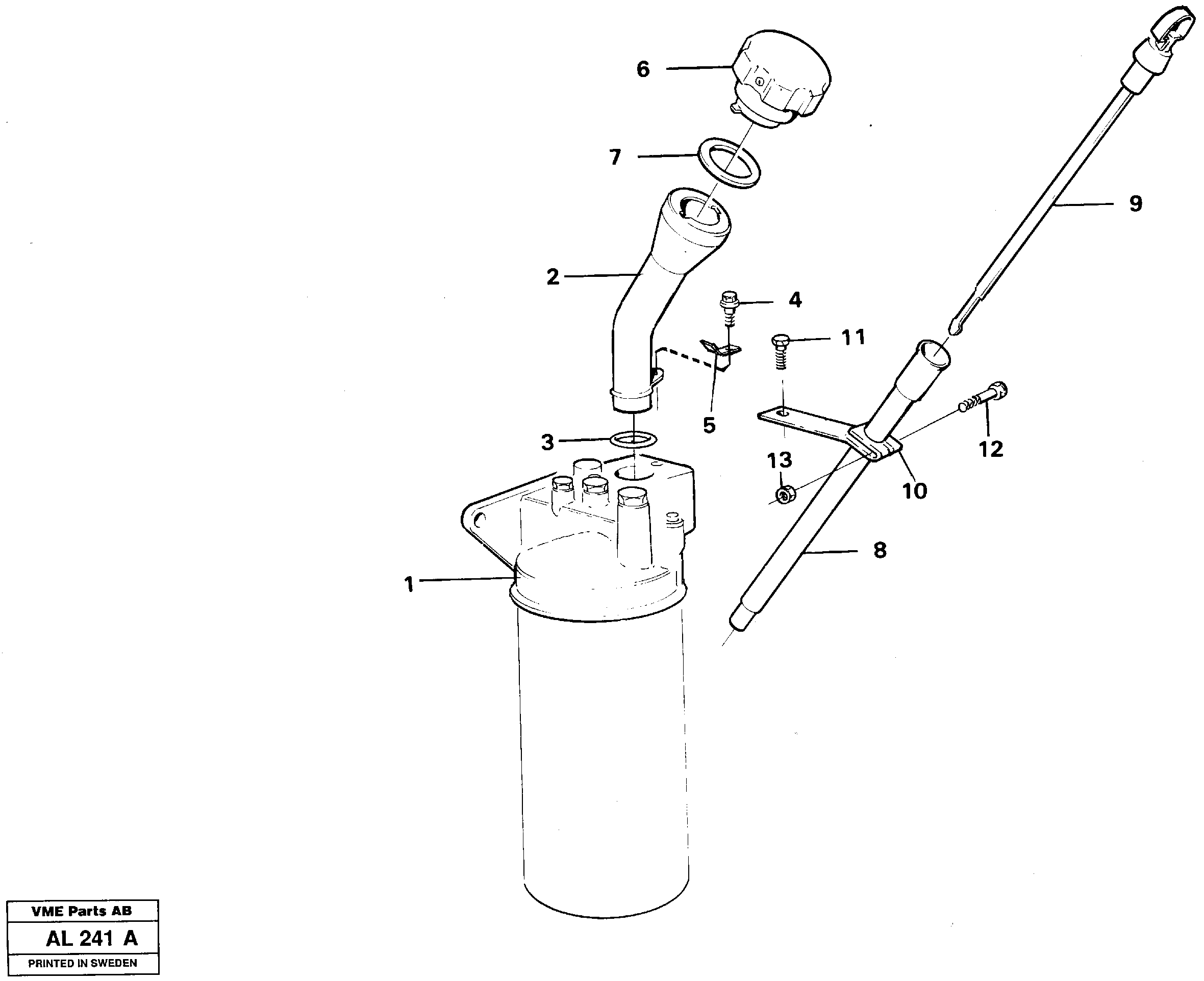 Oil filler and dipstick — volvo parts diagram