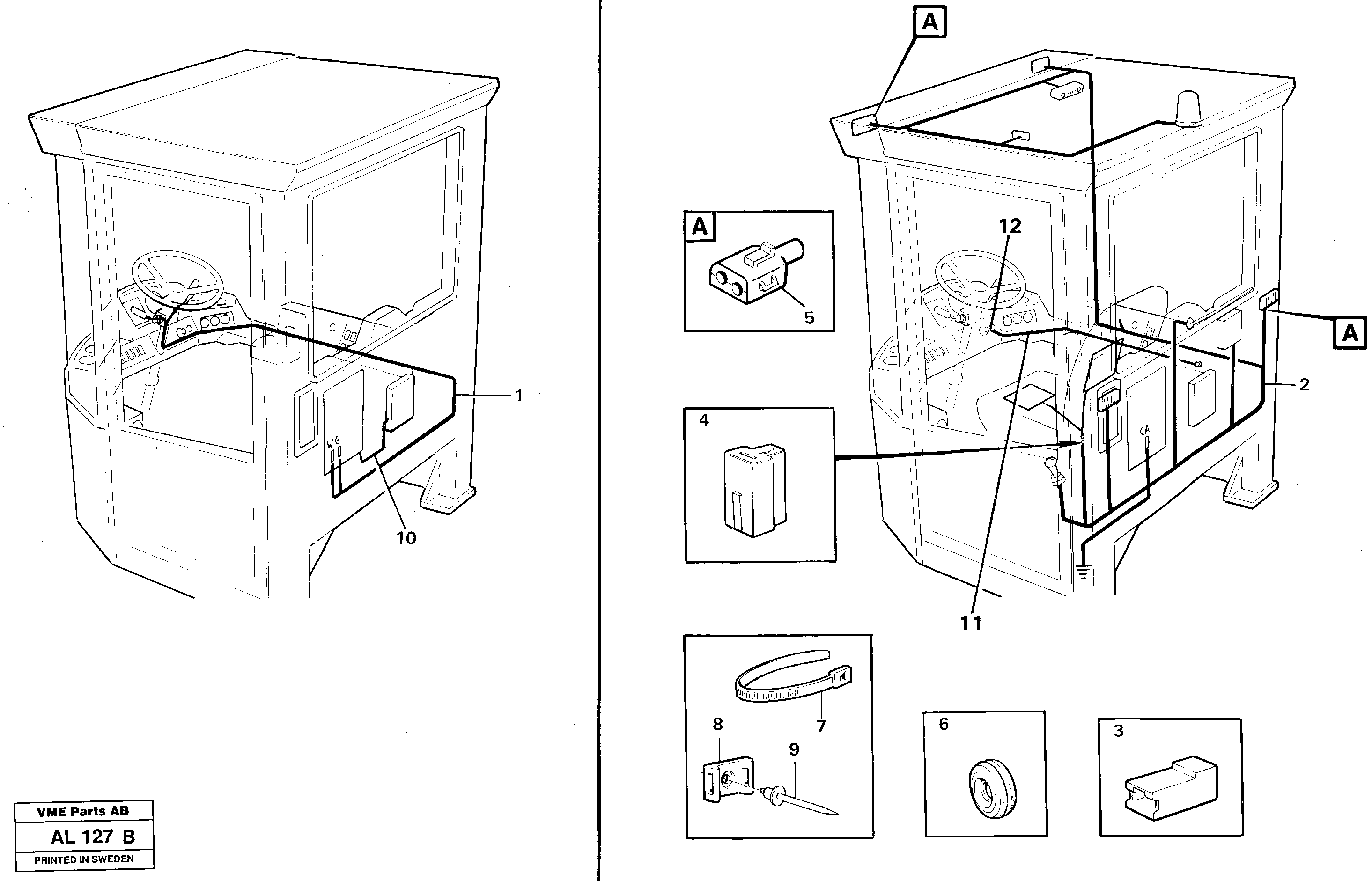 Cable harnesses, cab — volvo parts diagram