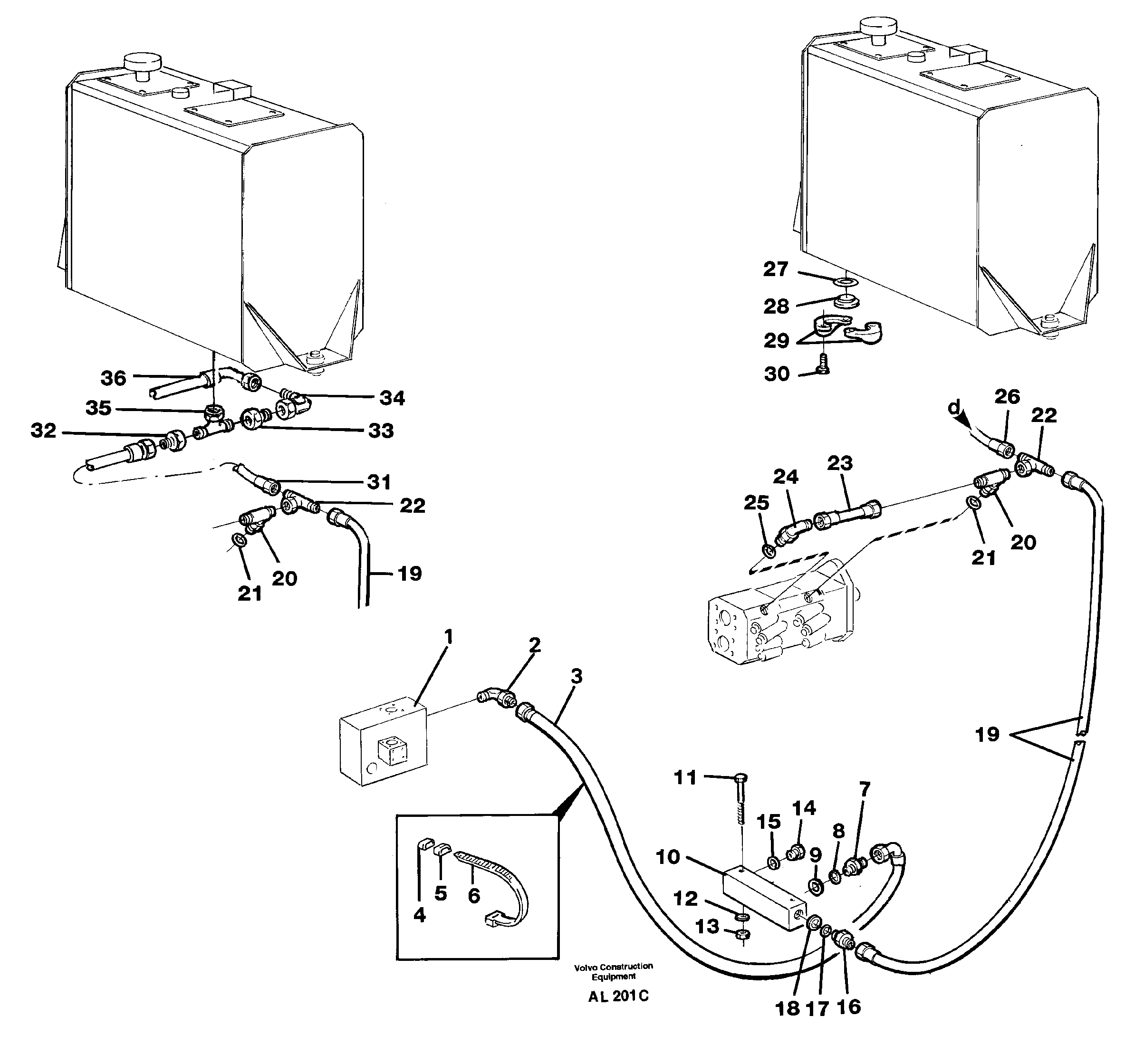 Hydraulic system: valve block - connection block — volvo parts diagram