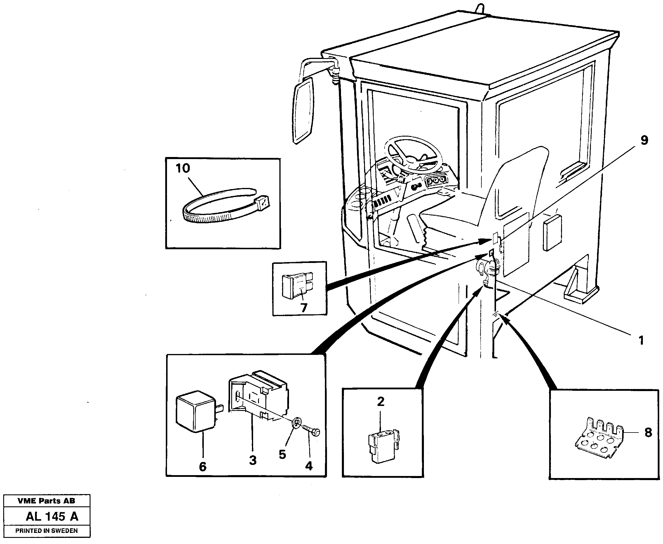 Cable harness, air-suspensioned seat.  92408, 92410, 92412, 94906 — volvo parts diagram