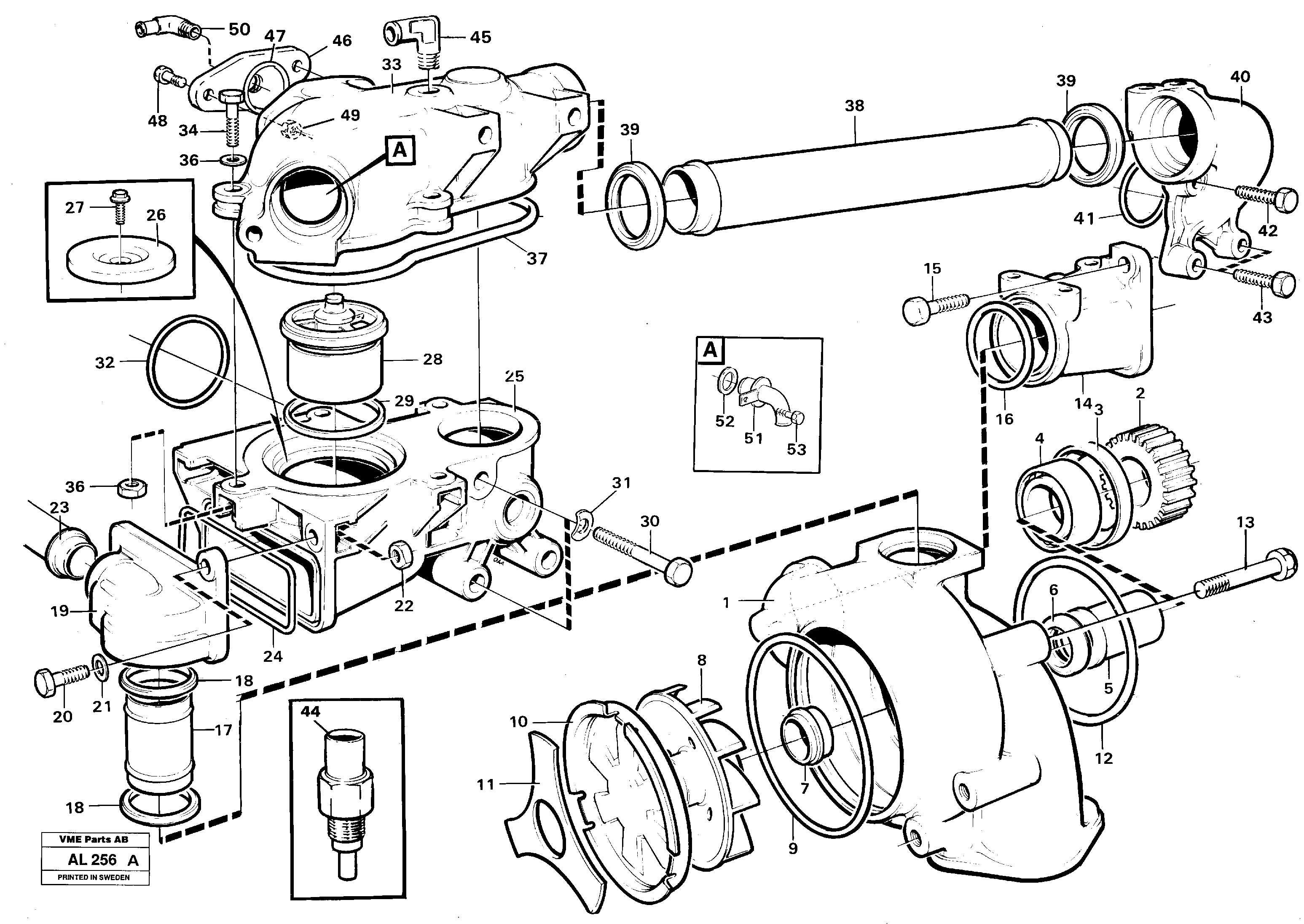 Water pump, thermostat housing — volvo parts diagram