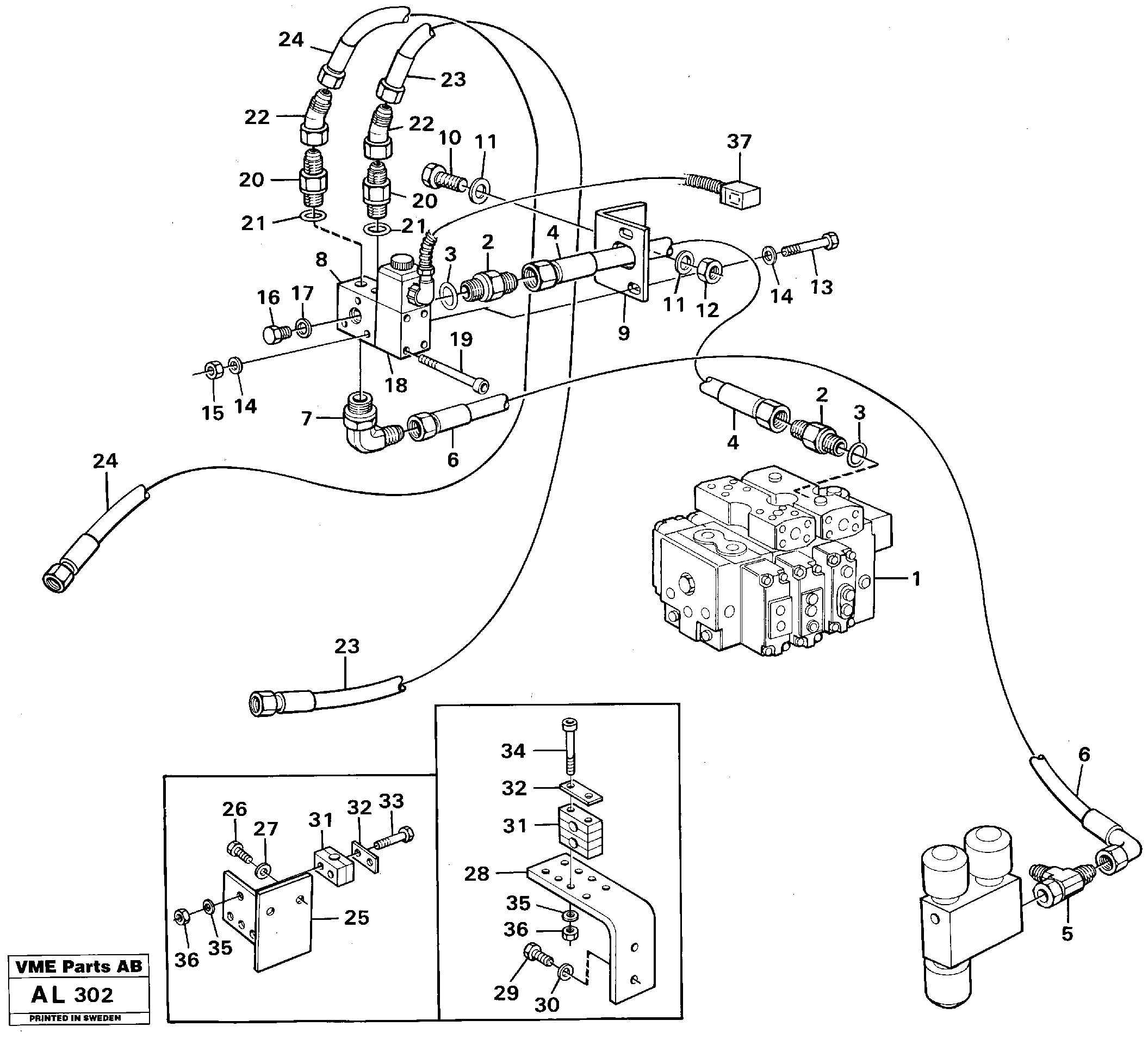 Hydraulic system, tool bar  92662 — volvo parts diagram