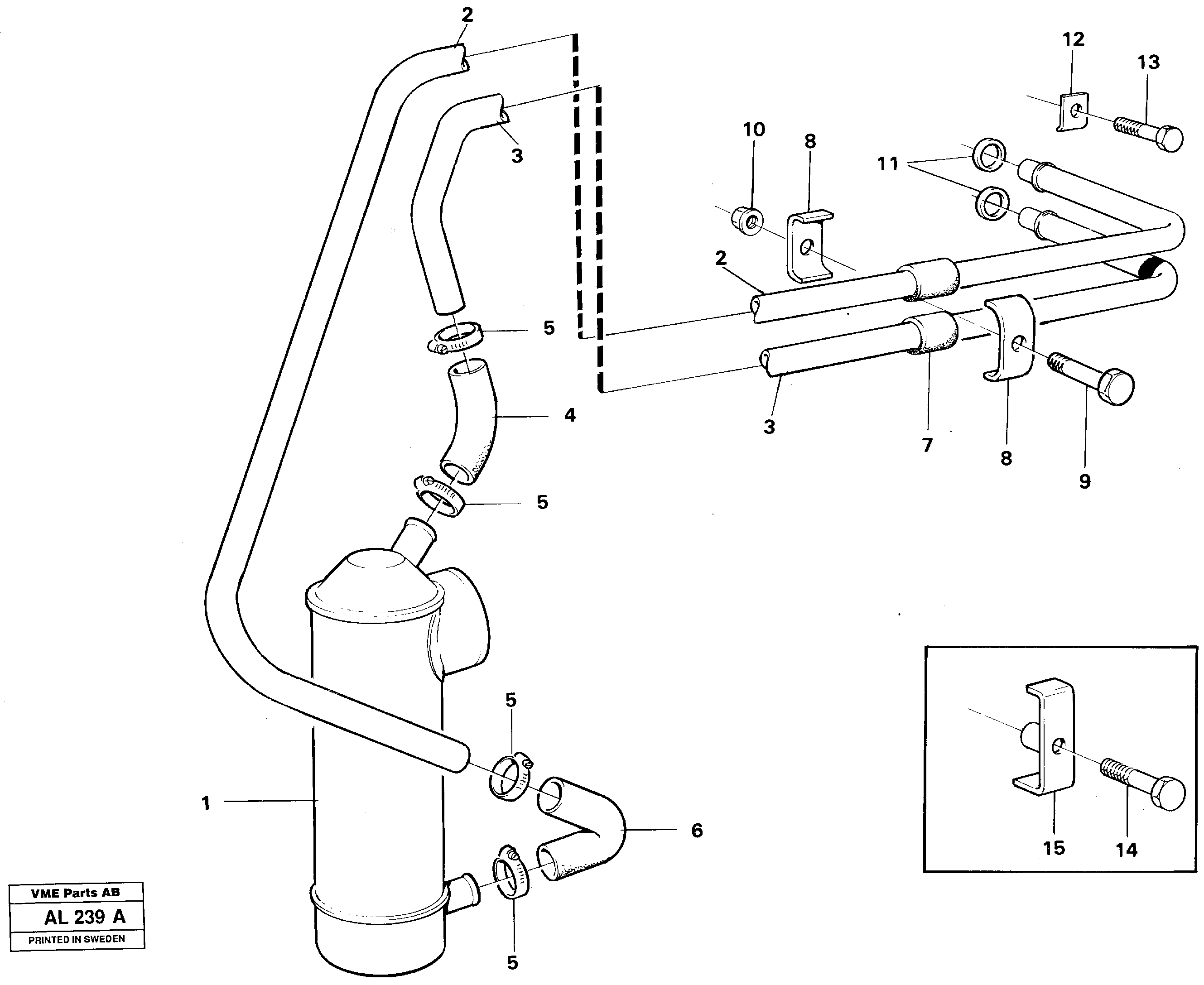 Oil cooler with hoses  TD61GD — volvo parts diagram