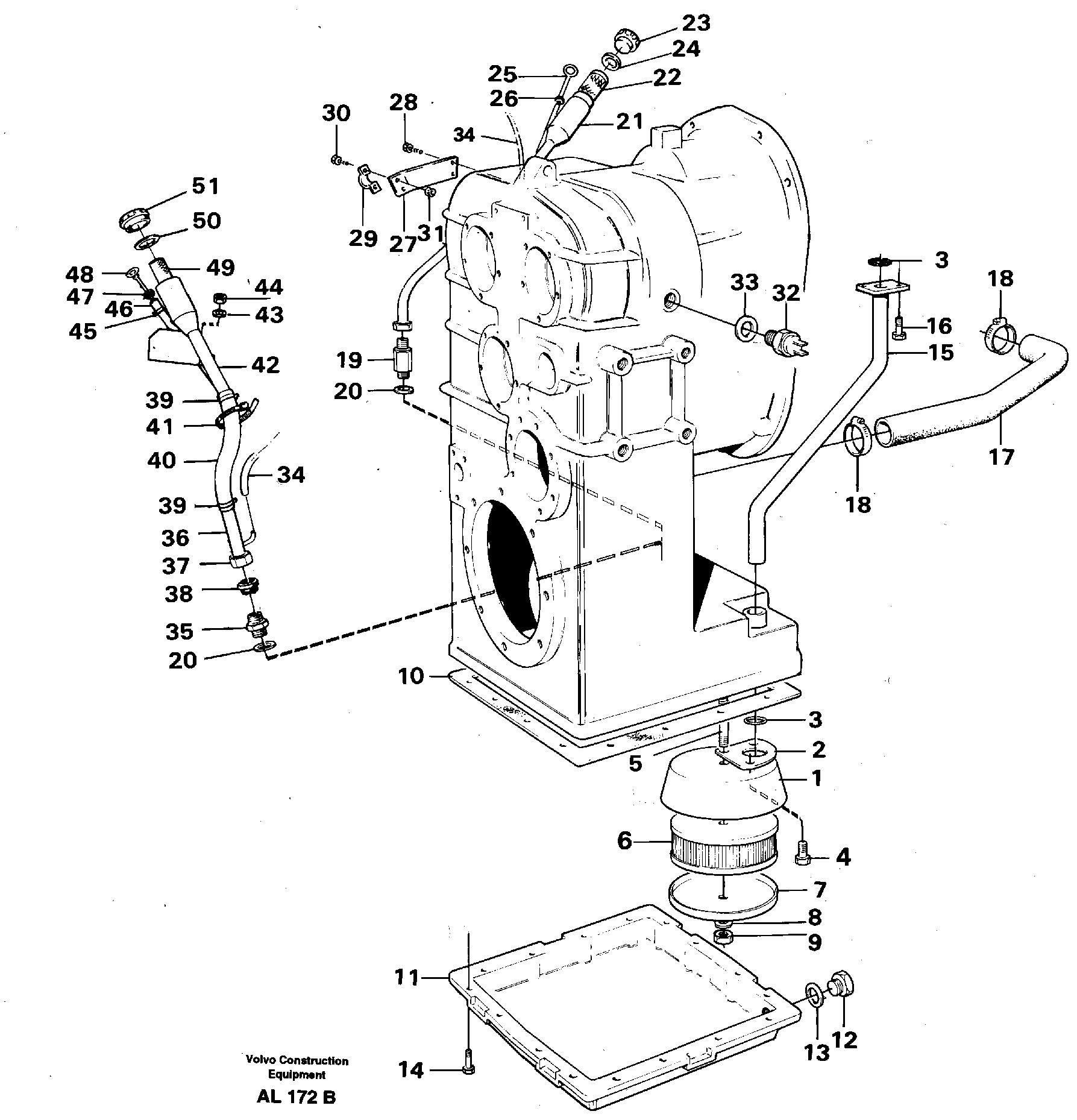Clutch housing with fitting parts — volvo parts diagram