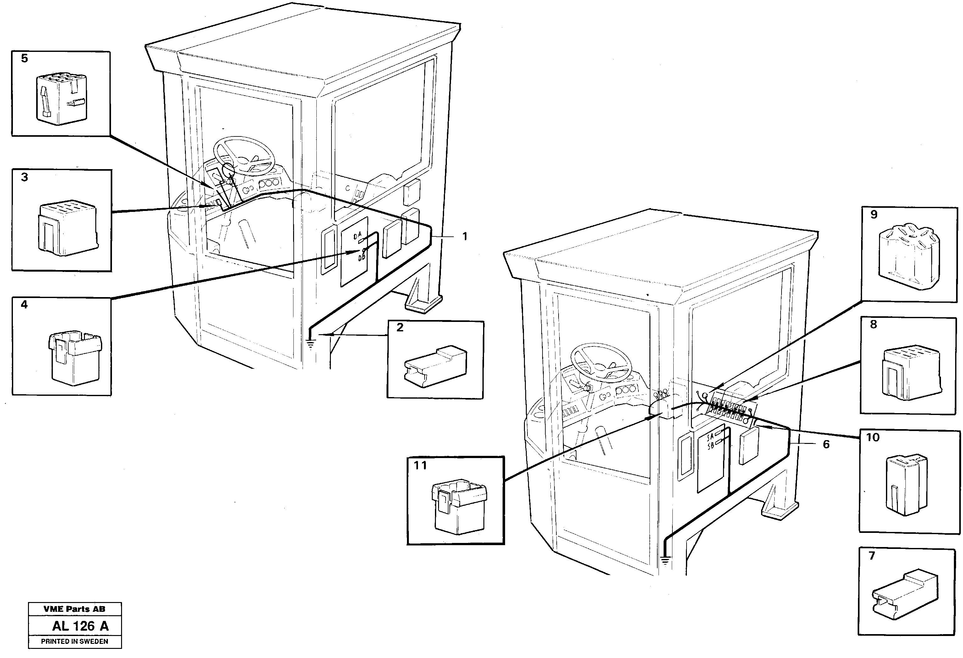 Cable harnesses, cab — volvo parts diagram