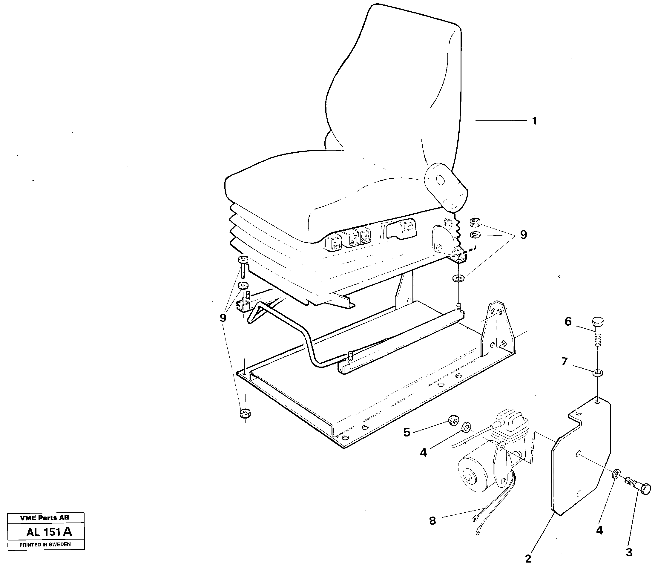 Driver's seat, air suspensioned Isri  92408, 94906 — volvo parts diagram