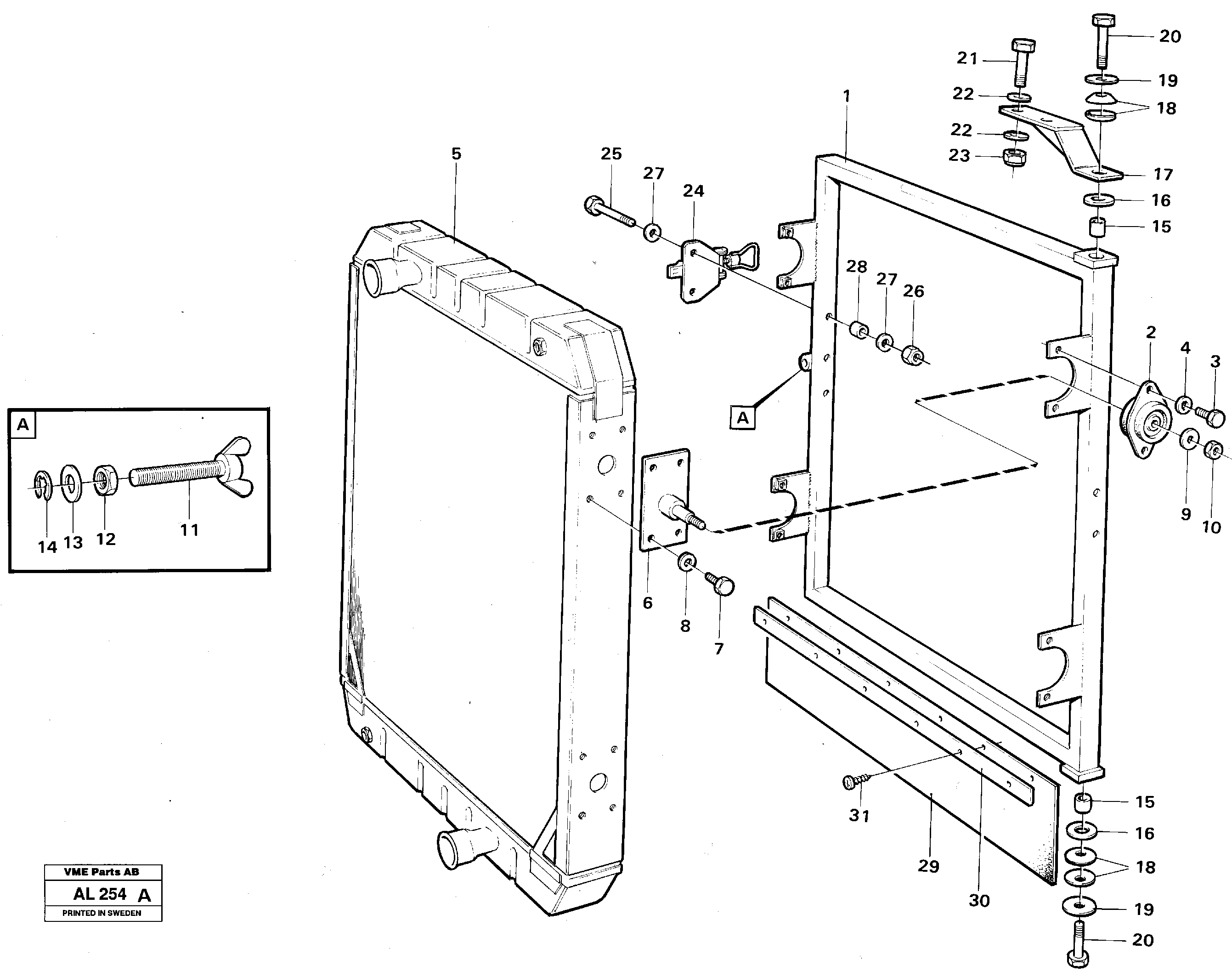 Radiator with fitting parts — volvo parts diagram