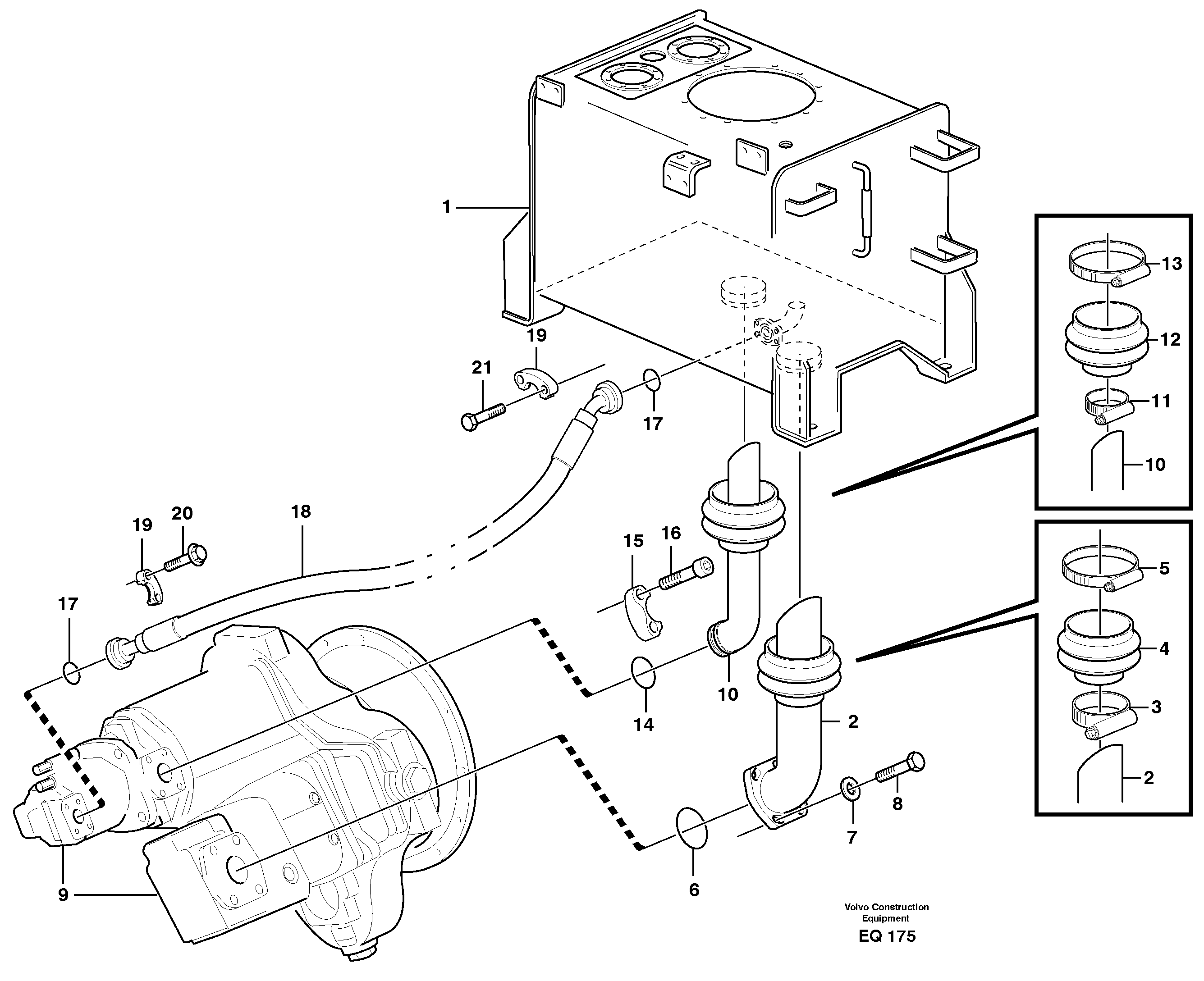 Suction line tank - pump — volvo parts diagram