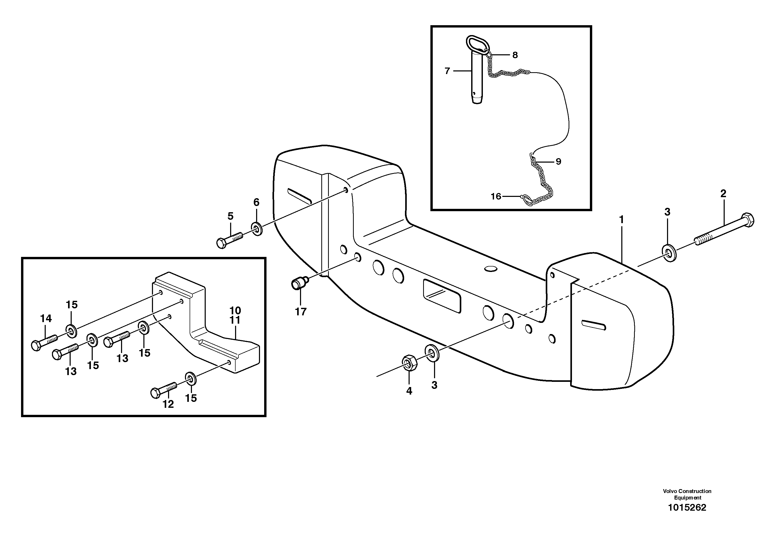Rear hitch and counterweight — volvo parts diagram