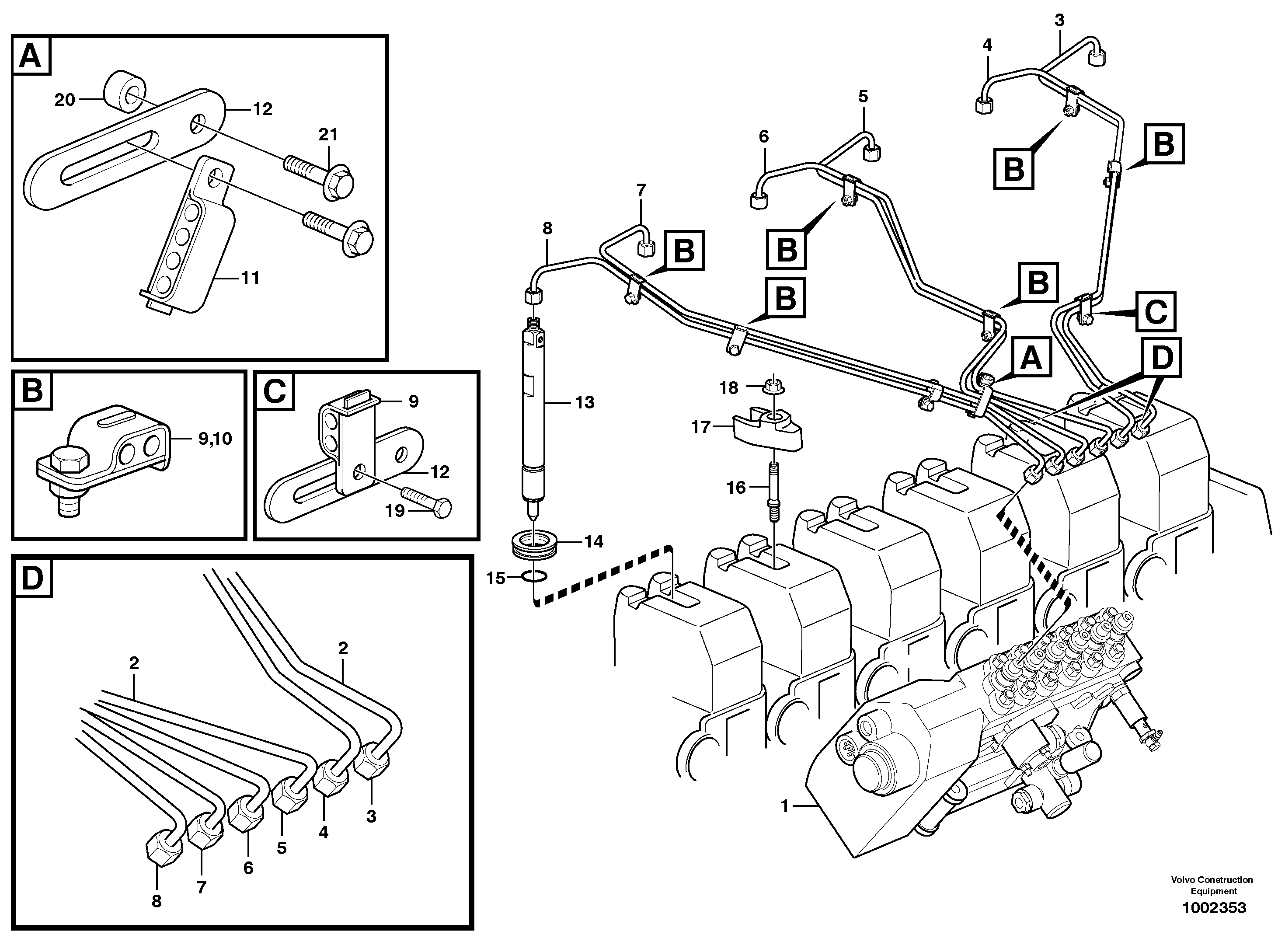 Fuel lines, injectors — volvo parts diagram
