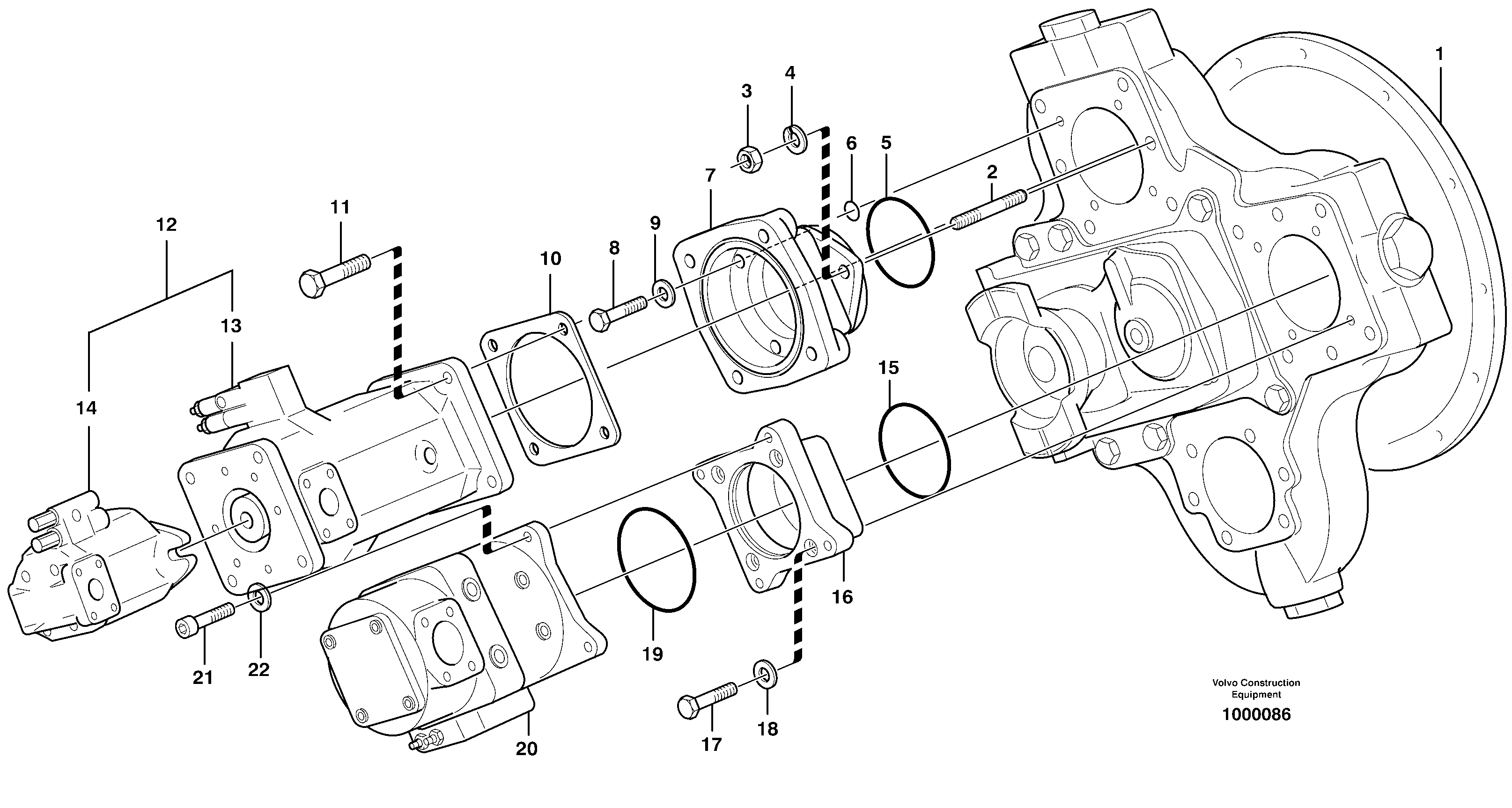 Hydraulic pump with fitting parts — volvo parts diagram